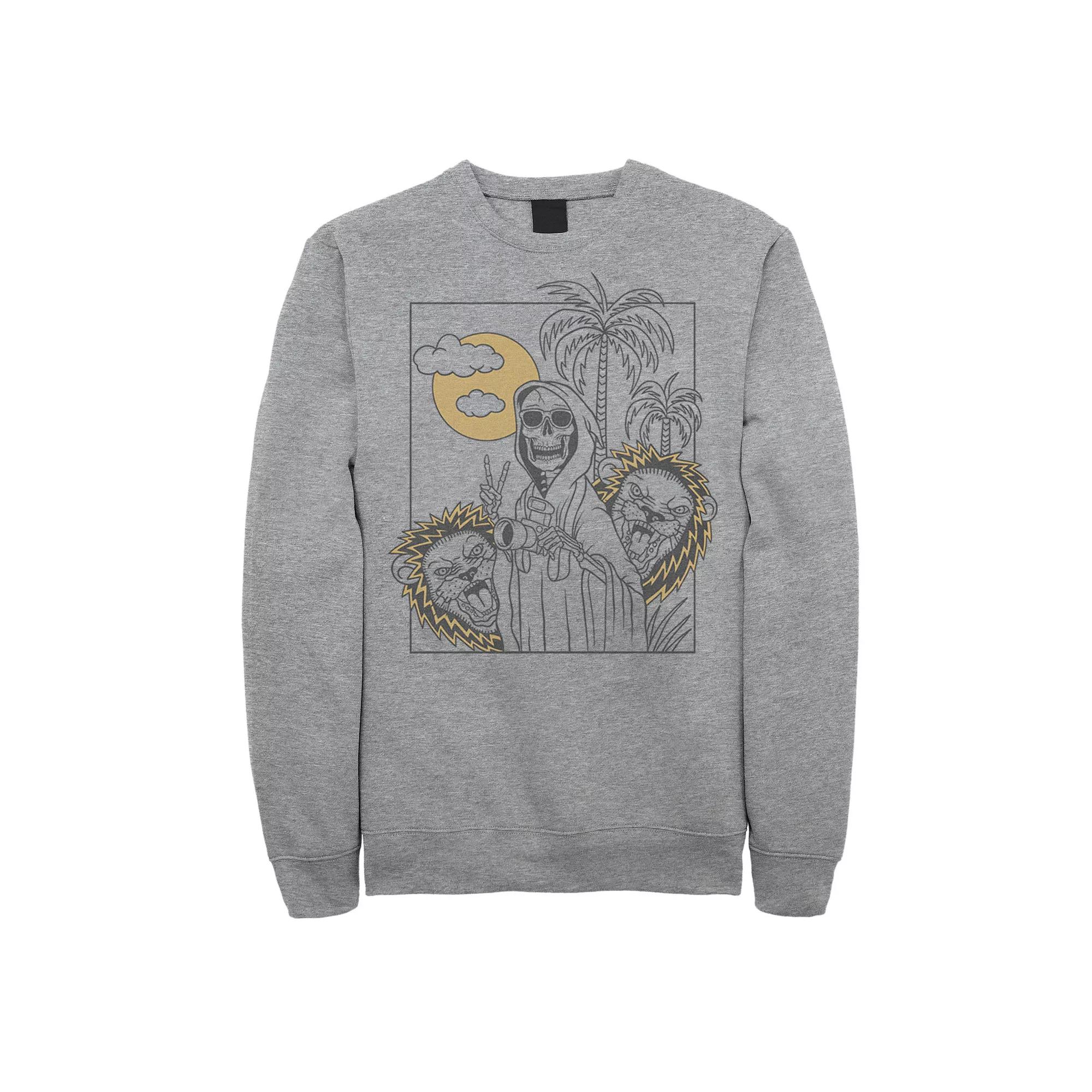 Men's Grim Reaper Safari Line Art Portrait Fleece,  Product Image