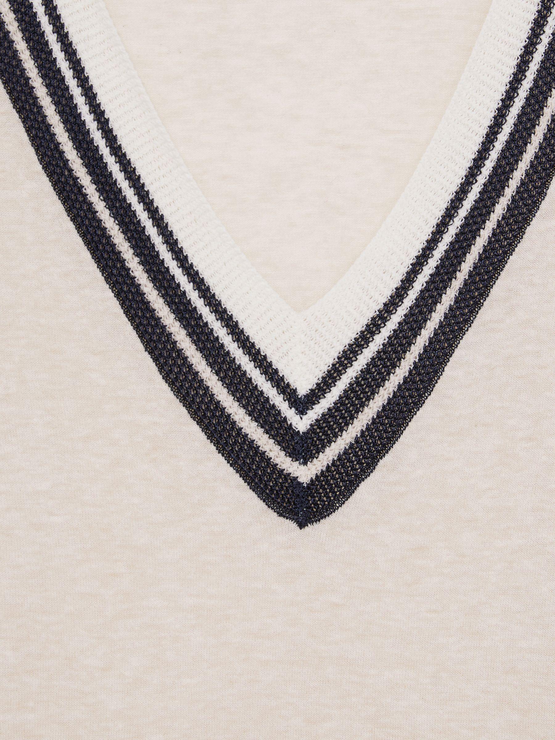 V-Neck Fine-Knit Cricket Top with Linen in Neutral Product Image