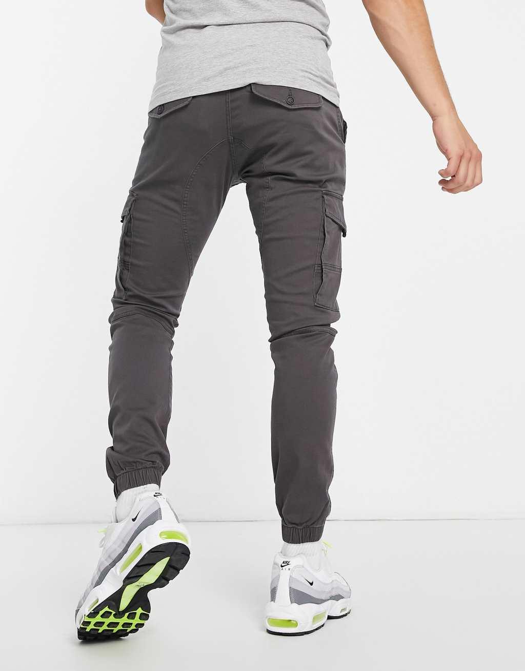 Jack & Jones Intelligence cuffed cargo pants in gray  Product Image