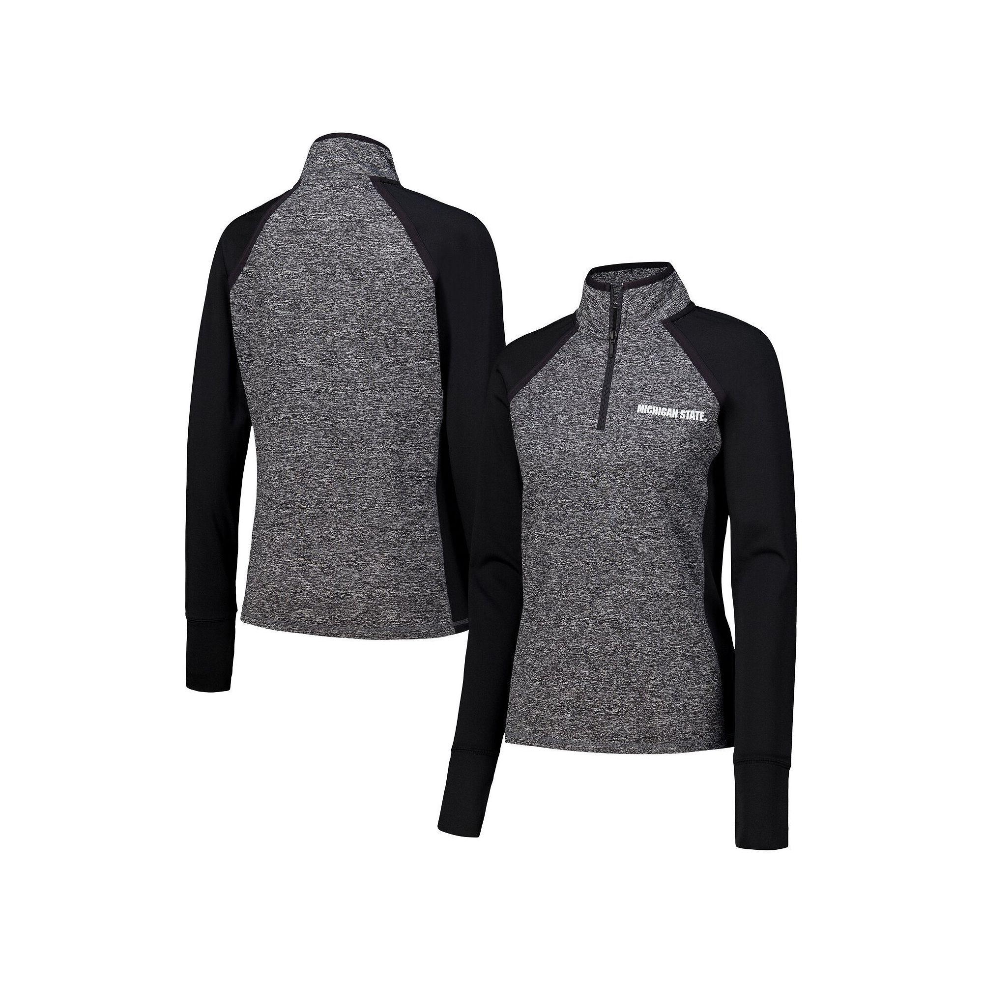 Women's Black/Heather Gray Michigan State Spartans Finalist Raglan Quarter-Zip Jacket,  Product Image