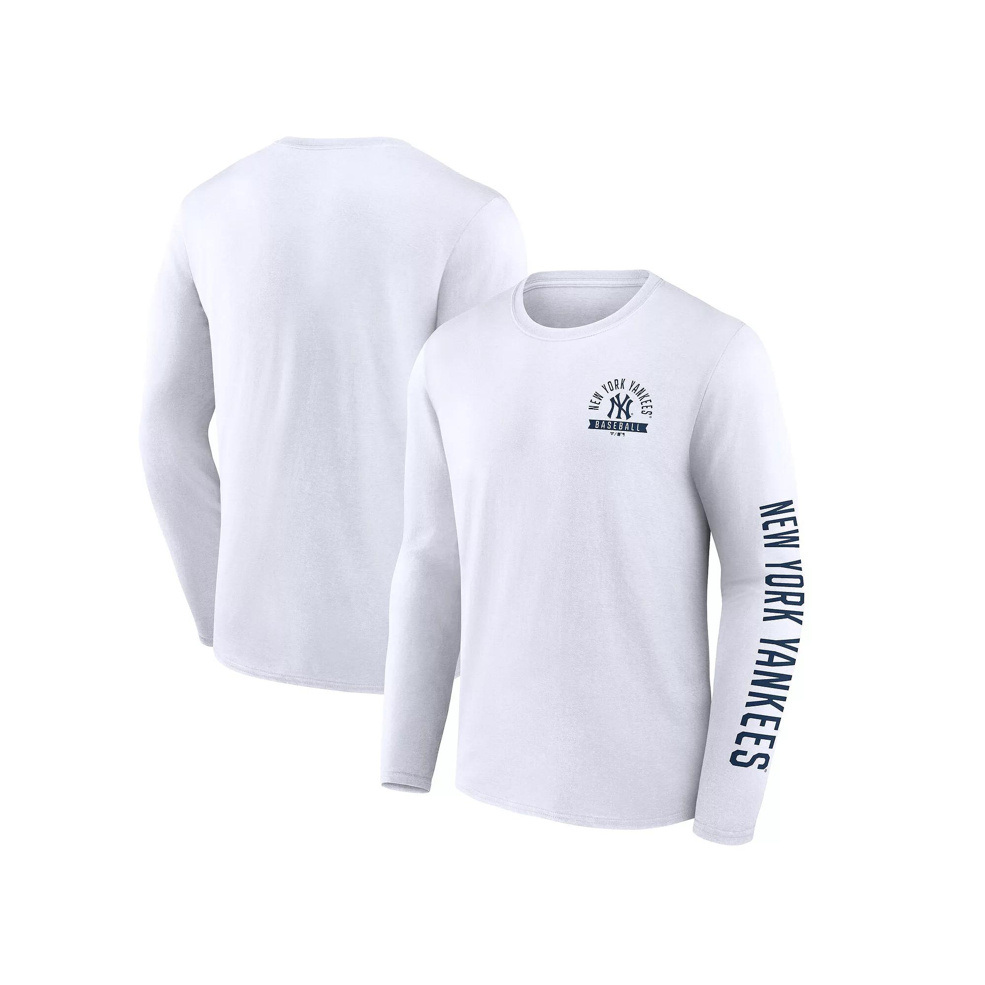 Men's Fanatics  White New York Yankees Press Box Long Sleeve T-Shirt, Size: 5XL Product Image
