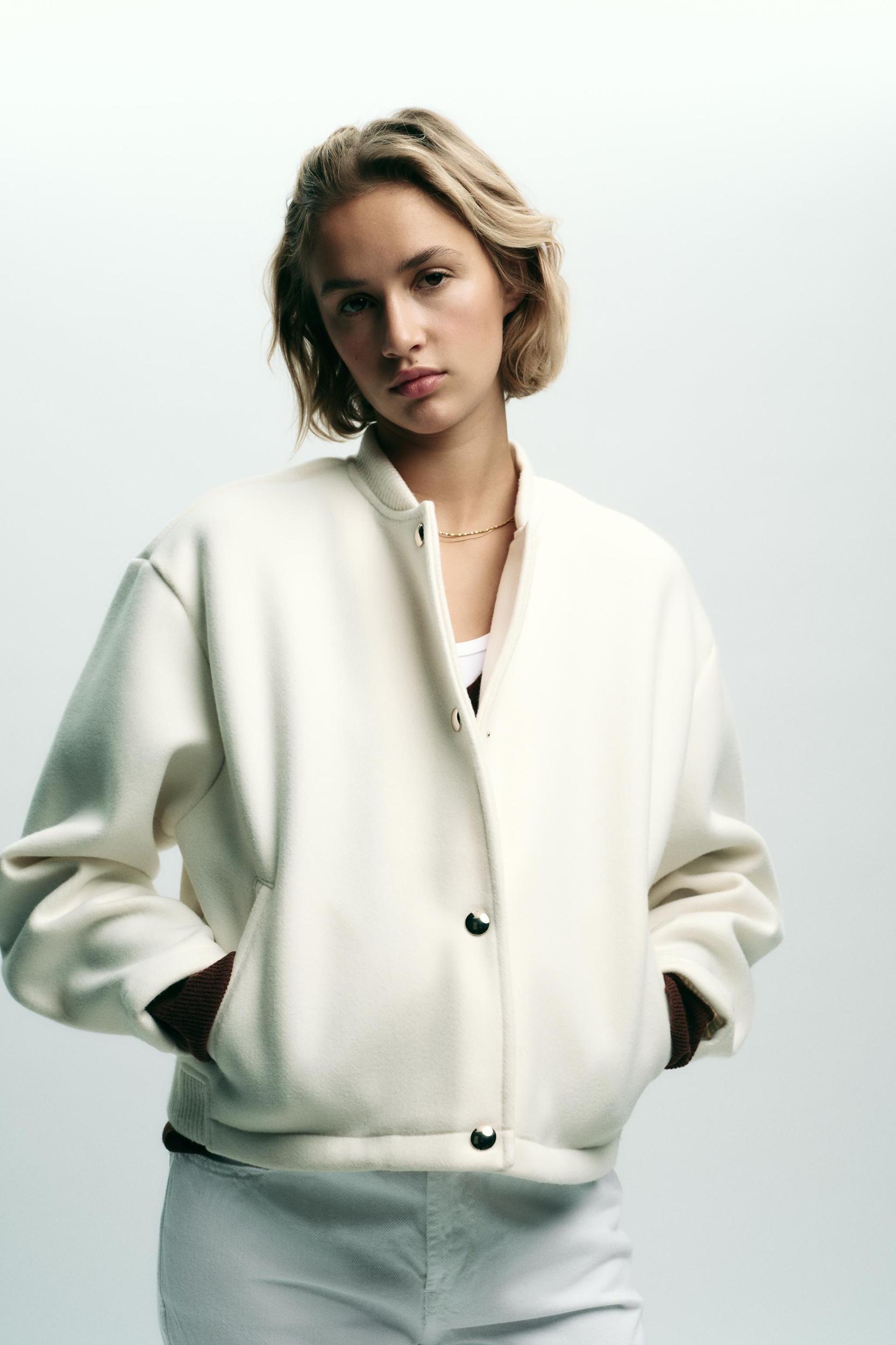 SOFT BOMBER JACKET WITH GOLDEN BUTTONS Product Image