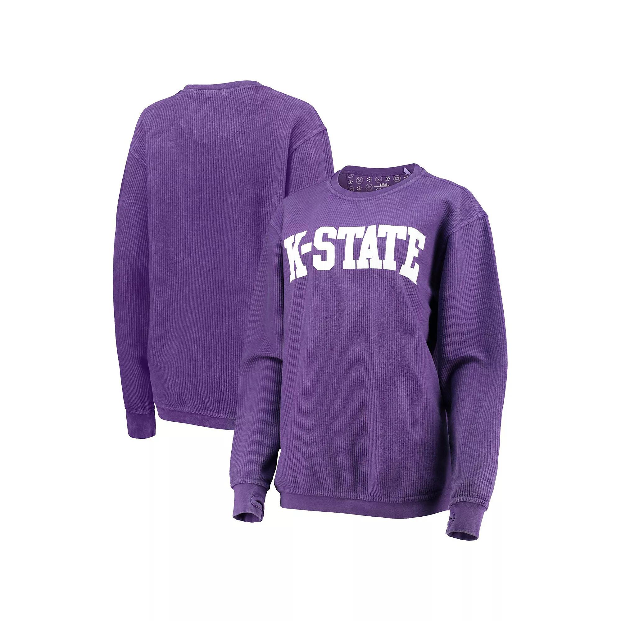 Women's Pressbox Purple Kansas State Wildcats Comfy Cord Vintage Wash Basic Arch Pullover Sweatshirt,  Product Image