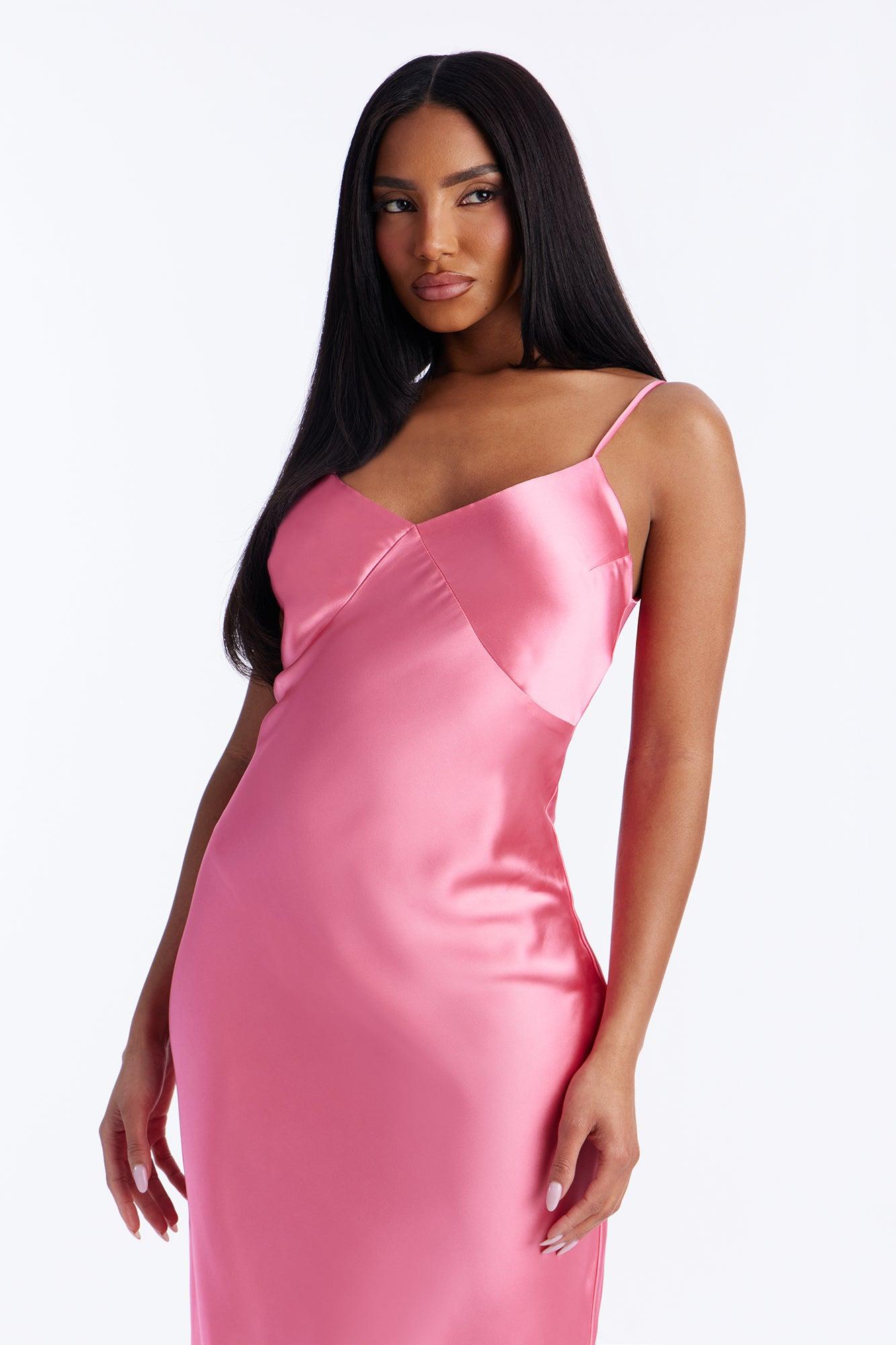 Found You Satin Sweater Maxi Dress Set - Pink Female Product Image