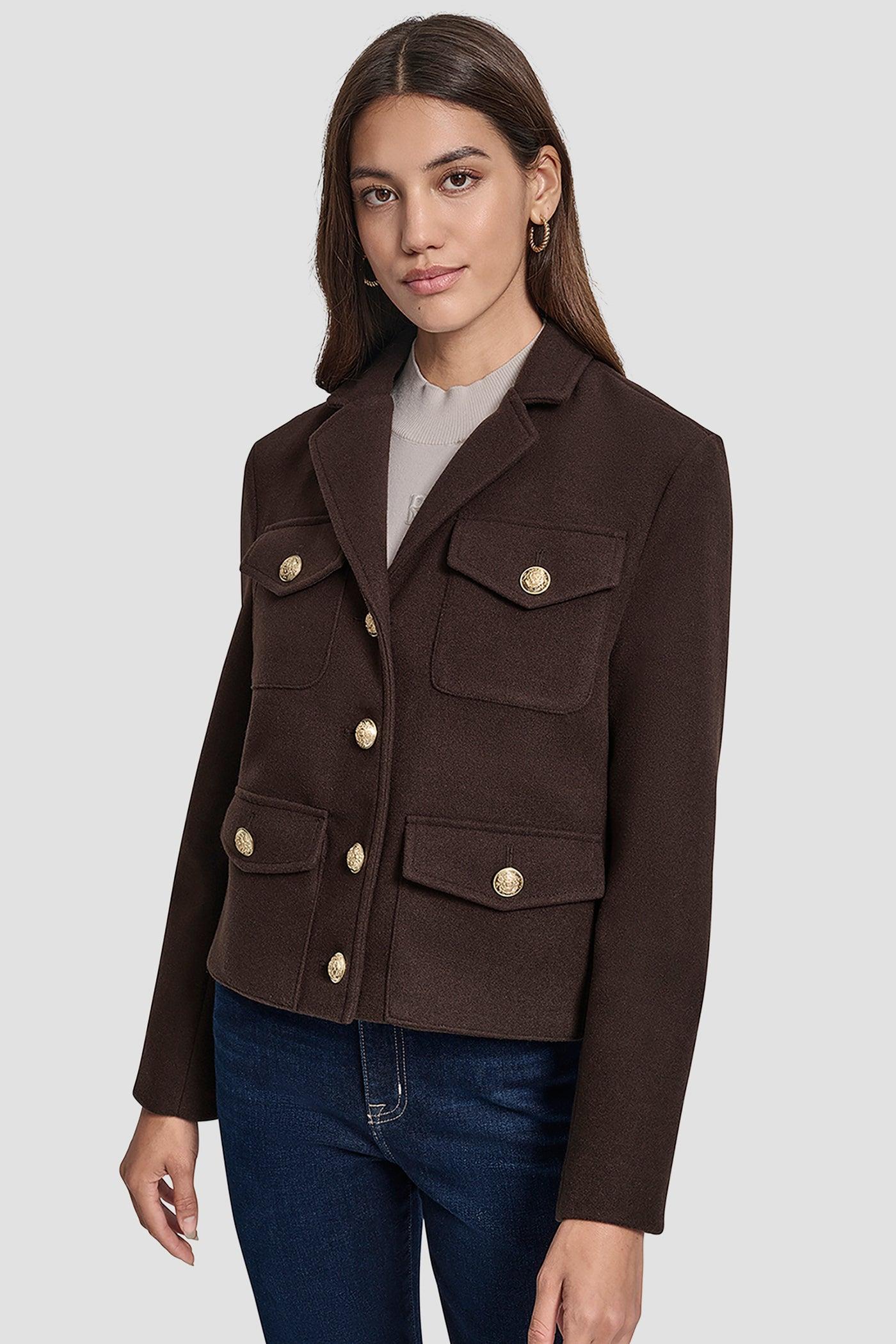 CROPPED FAUX WOOL JACKET Product Image