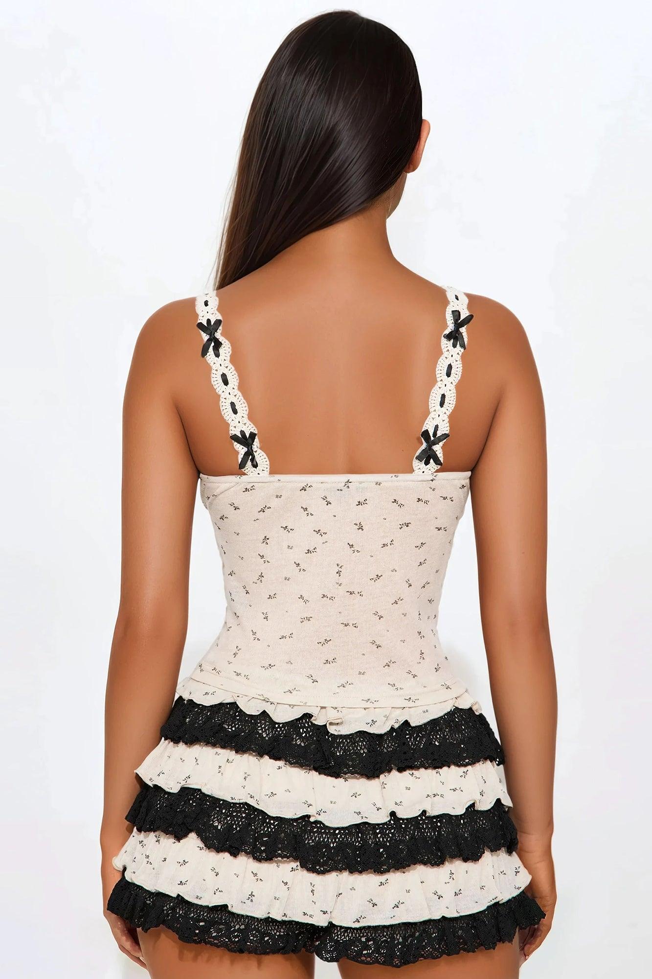 Pretty In Bows Ruffle Skort Set - Black/combo Product Image