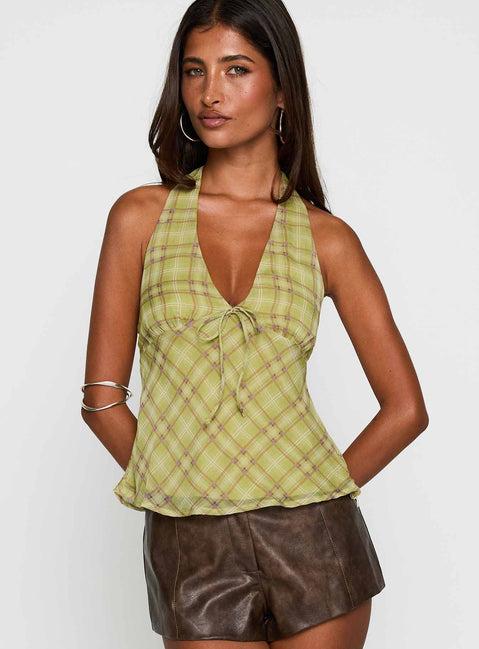 Amalthea Top Green Check Product Image