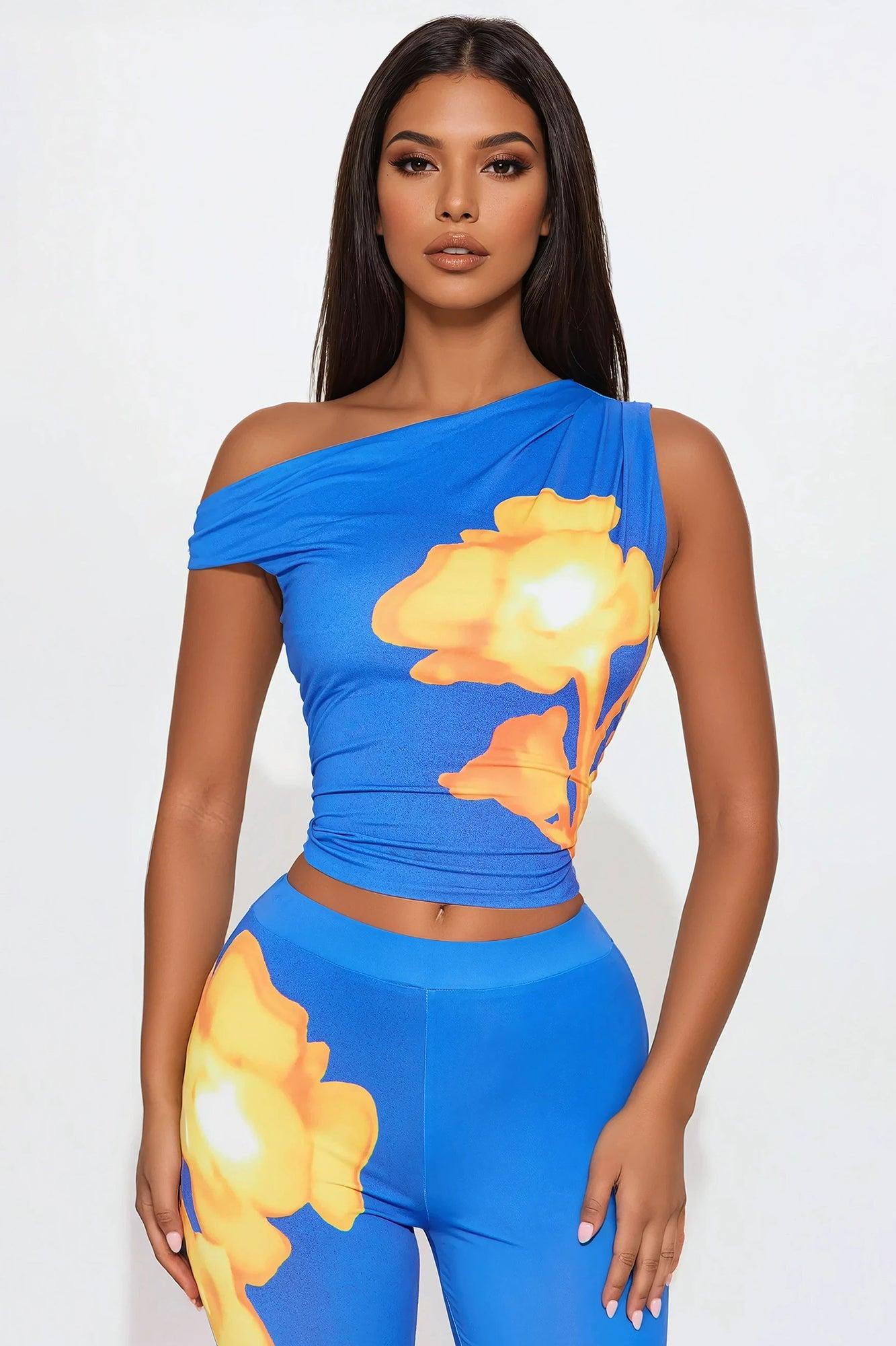 Fatima Floral Pant Set - Blue Product Image