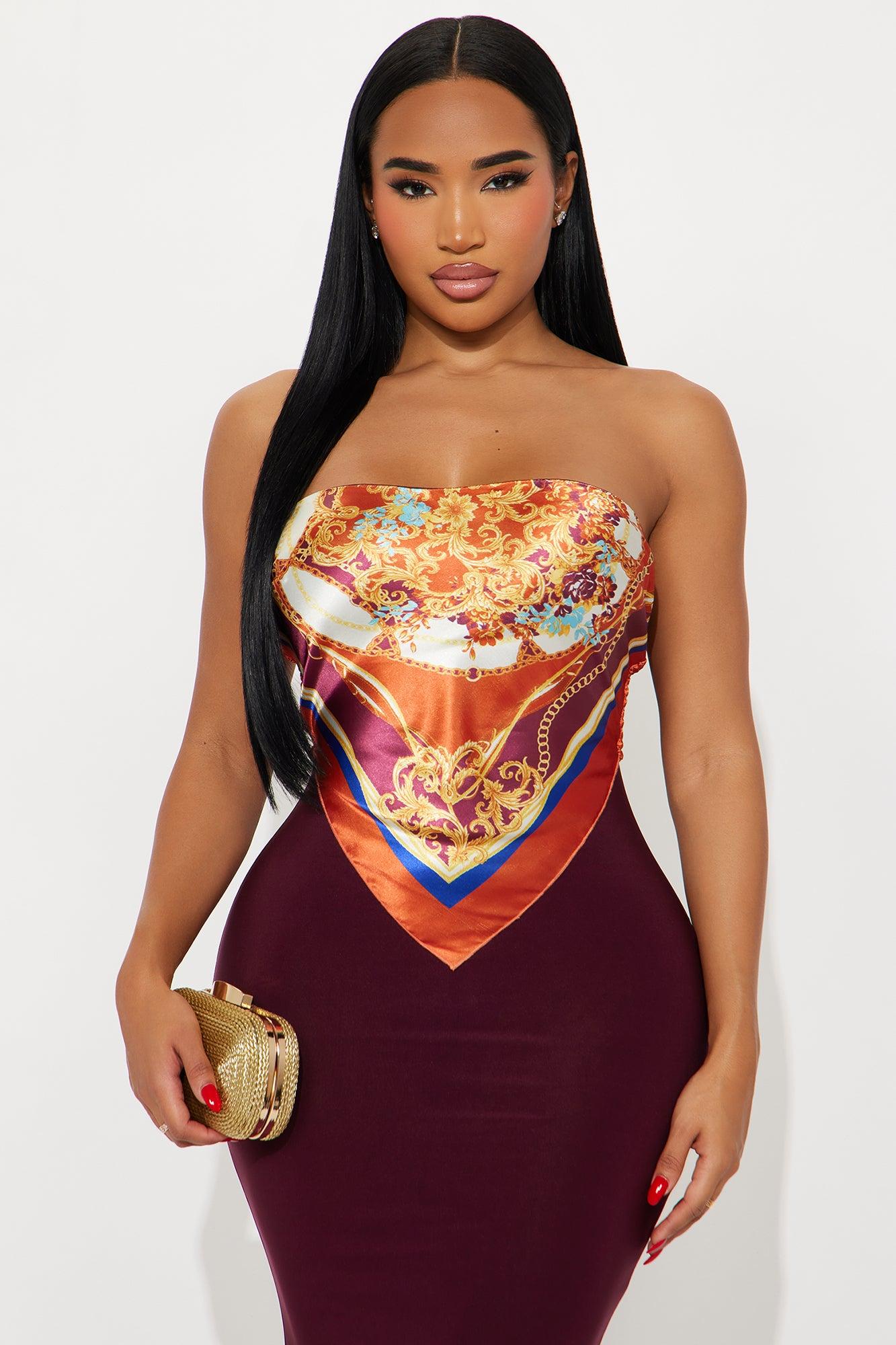 Amelia Satin Maxi Tube Dress - Burgundy Female Product Image