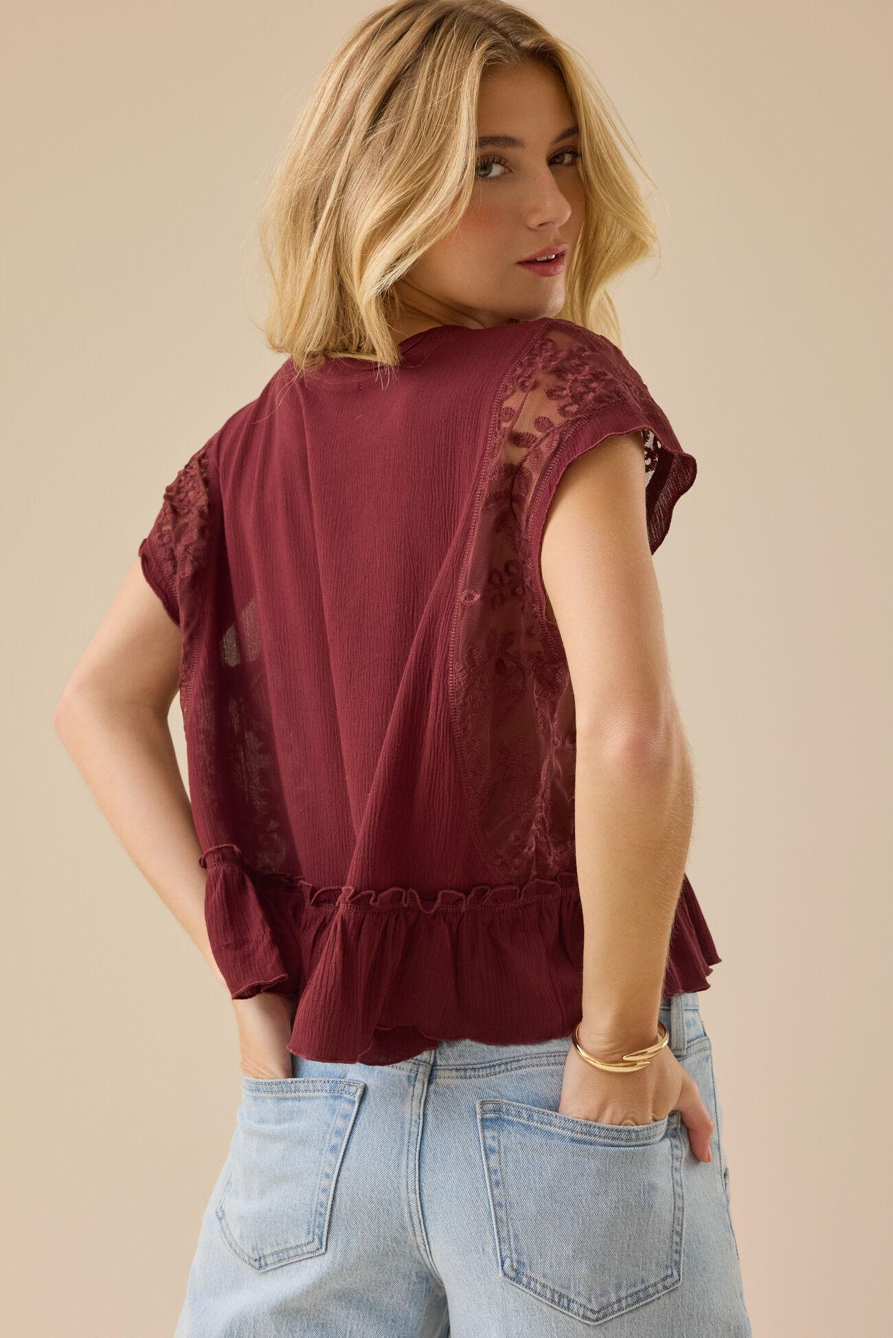 Micah Lace Inset Peplum Top Product Image