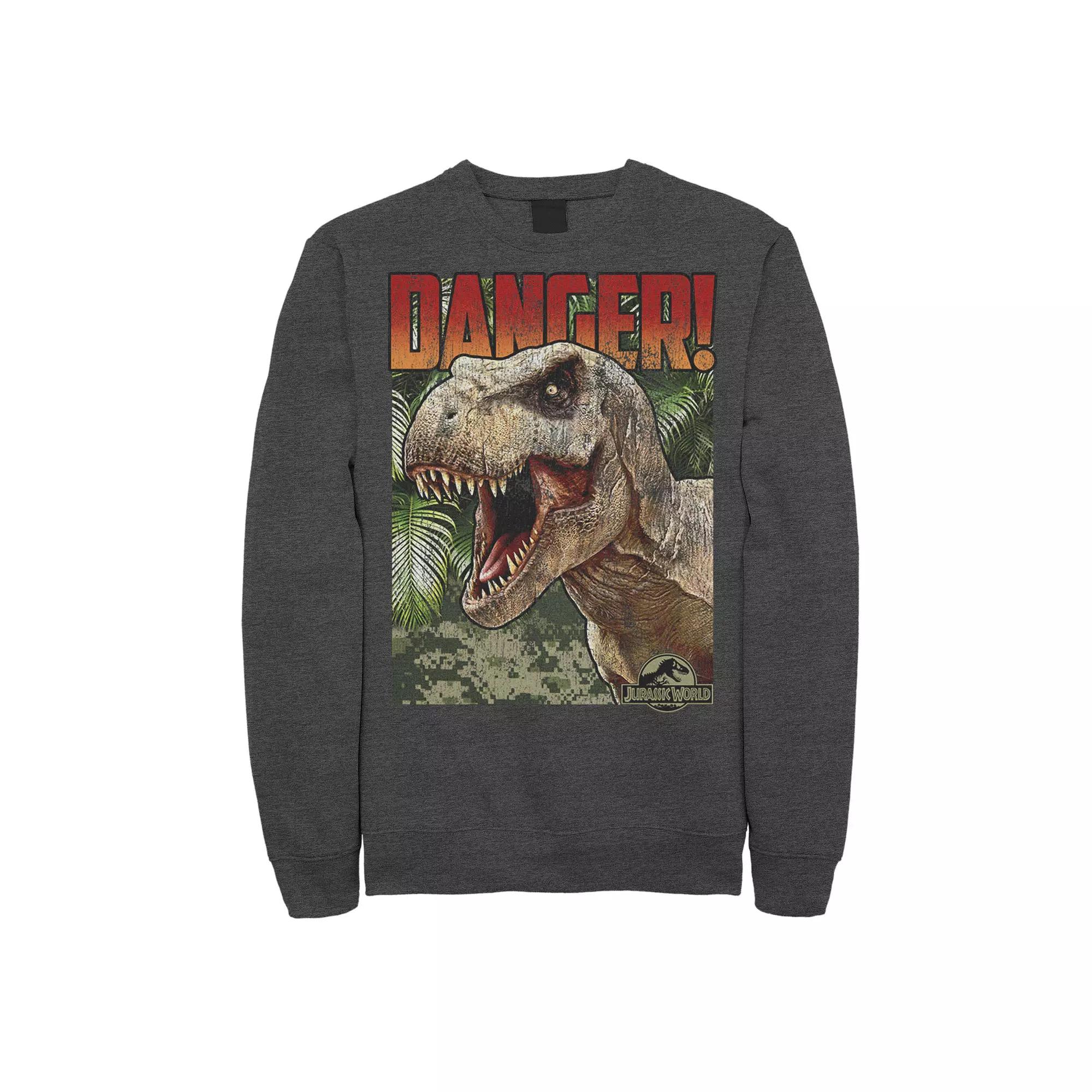 Men's Jurassic World Danger T-Rex Retro Poster Fleece Pullover,  Product Image