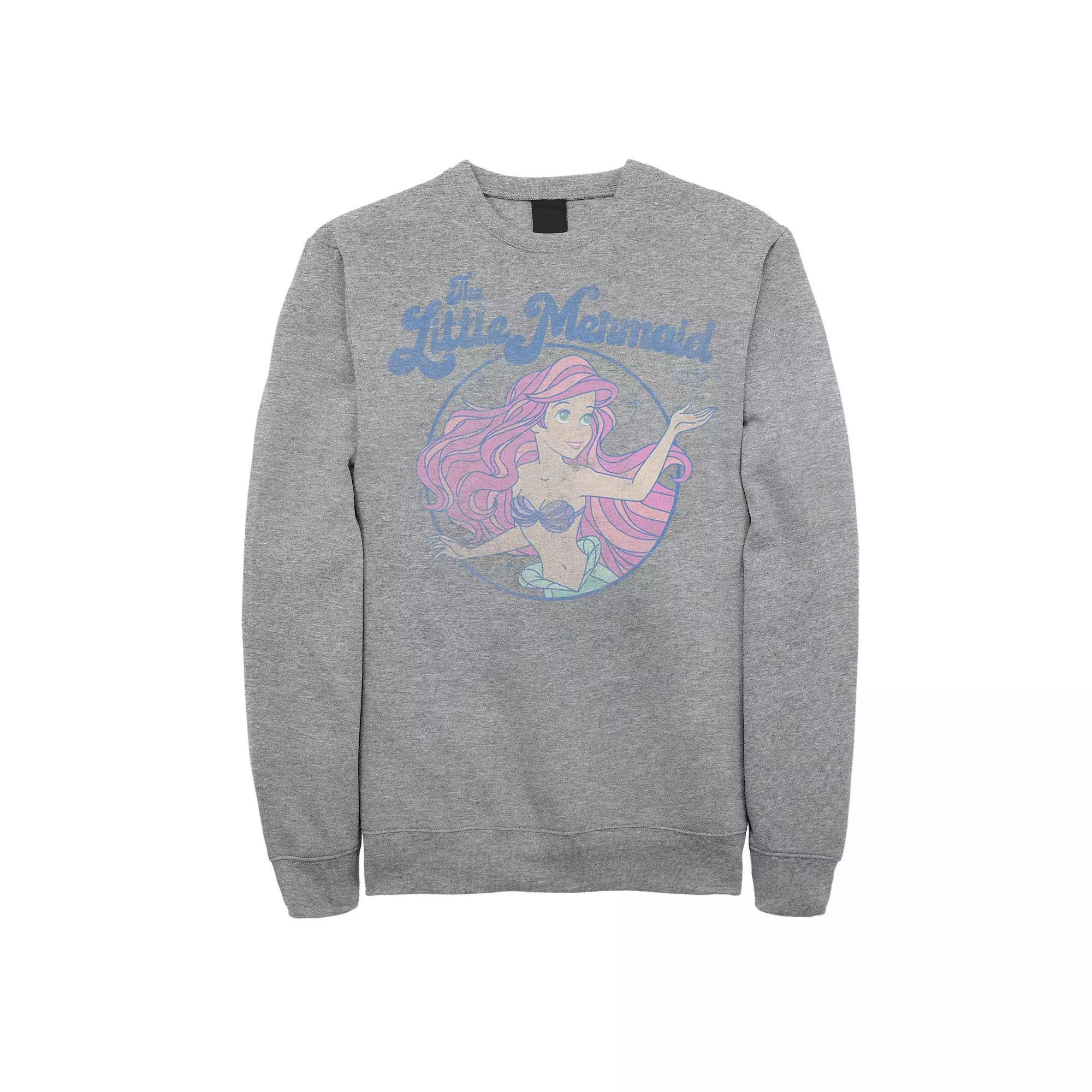 Disney's The Little Mermaid Ariel Men's Distressed Circle Portrait Sweatshirt, Size: XXL, Athletic Grey Product Image