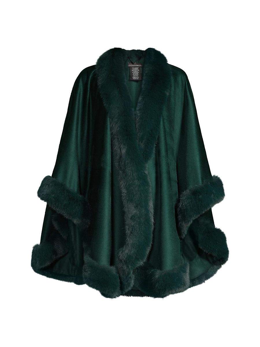Womens Faux Fur & Cashmere U-Cape Product Image