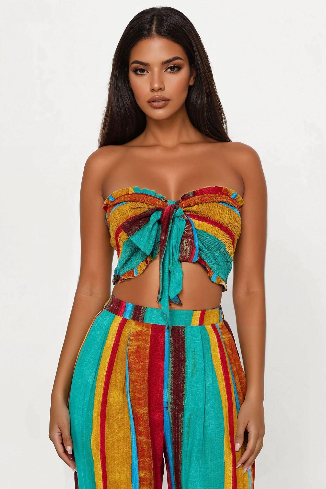 Bohemian Dreams Linen Pant Set - Multi Color Product Image