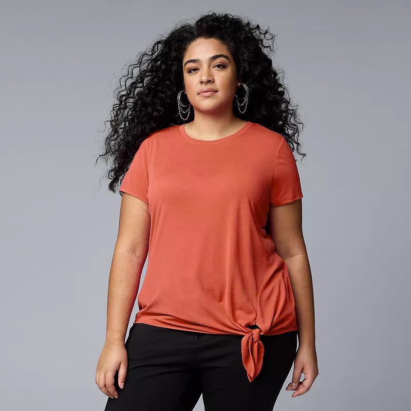 Plus Size Simply Vera Vera Wang Side Tie Tee, Women's, Size: 0X, Vera Pink Product Image