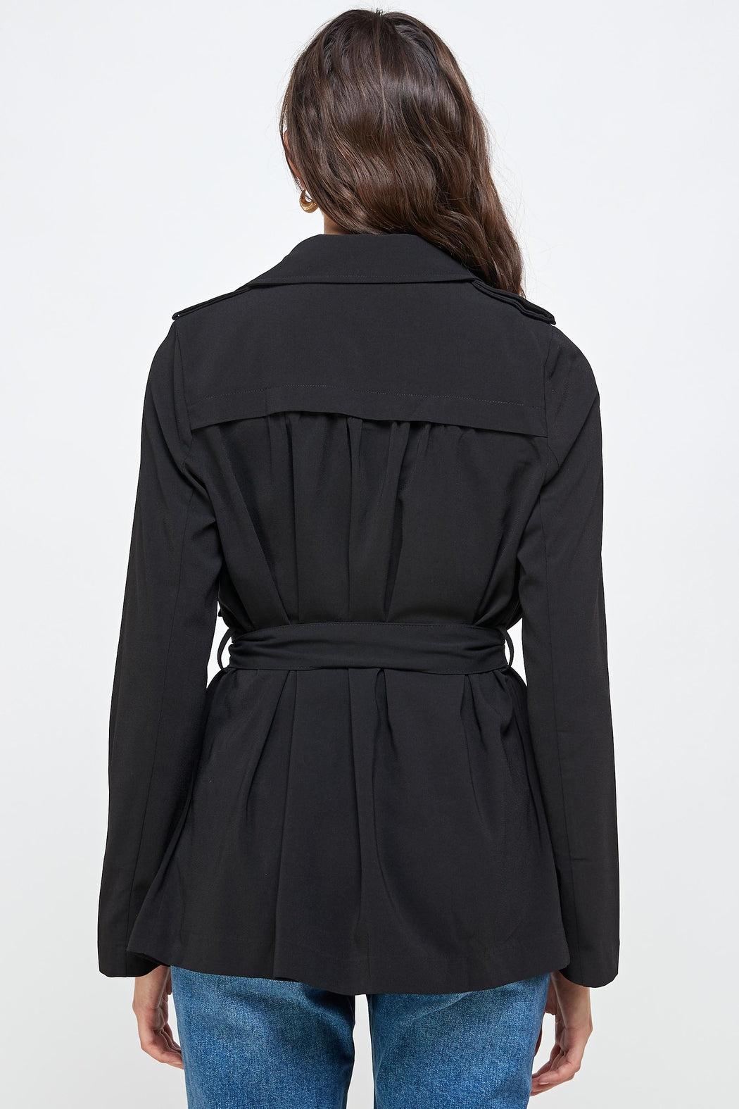 Draped Collar Trench Coat Jacket Top Product Image
