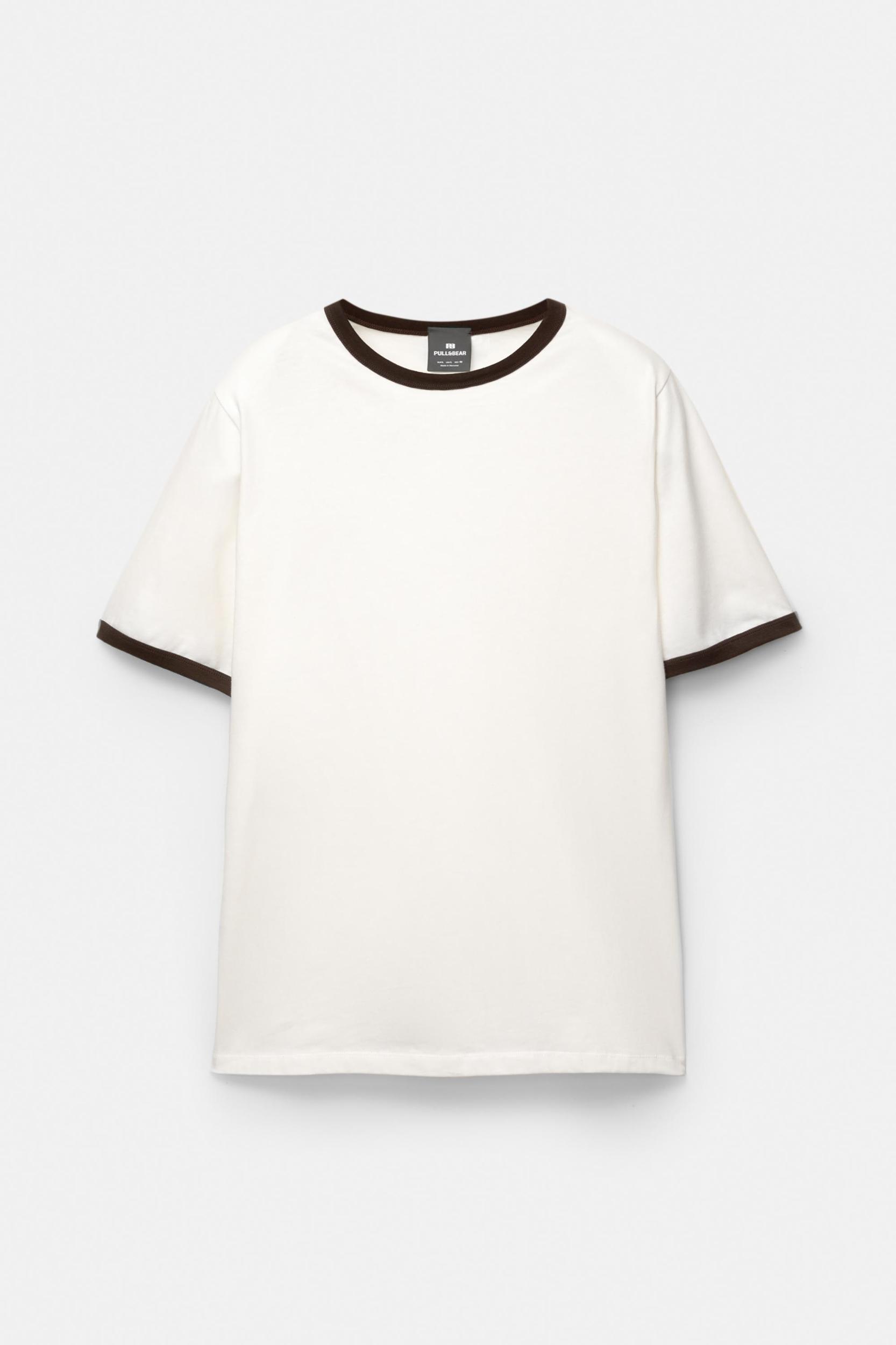 Short sleeve contrast ribbed T-shirt Product Image