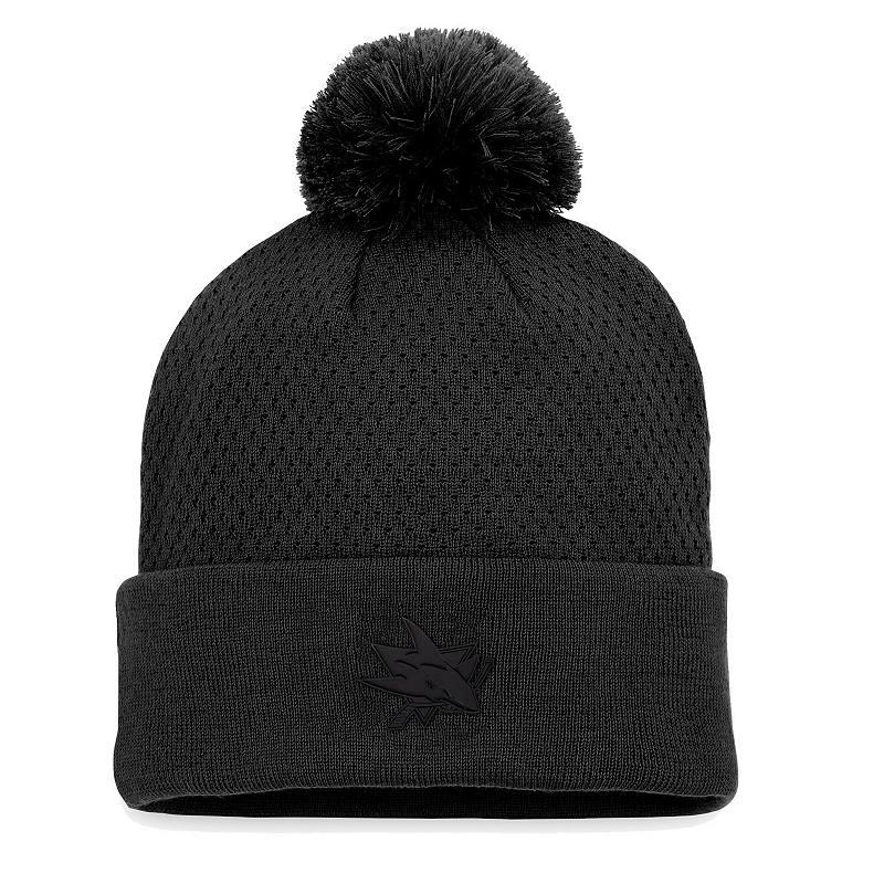 Women's Fanatics Branded Black San Jose Sharks Authentic Pro Road Cuffed Knit Hat with Pom, Sks Black Product Image
