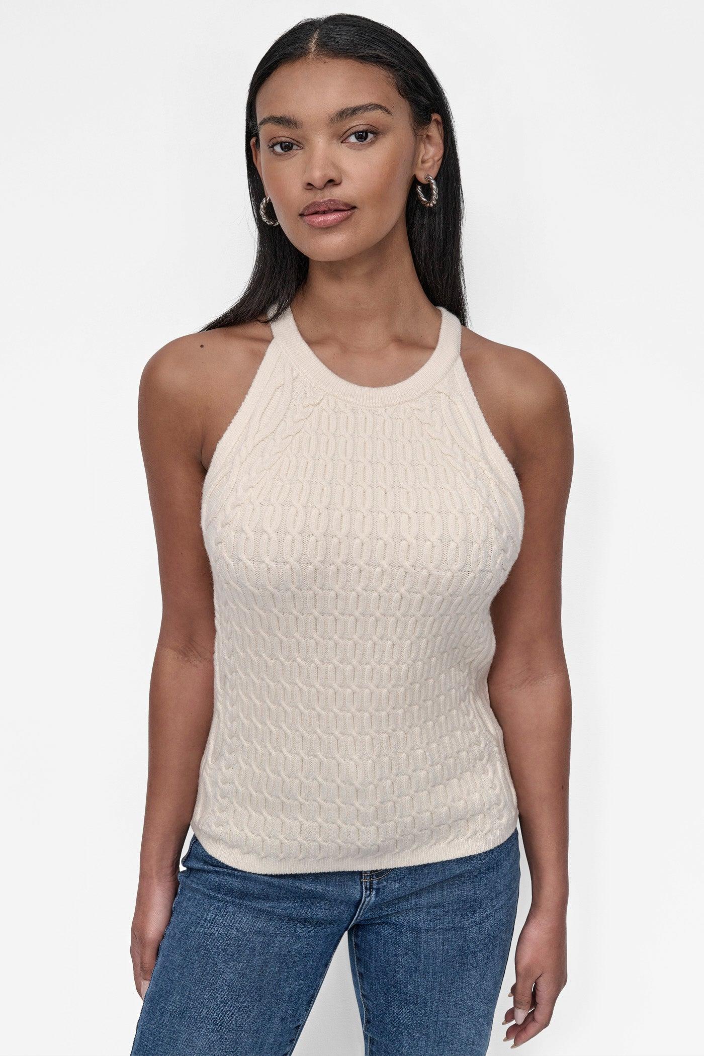 CABLE-KNIT HALTER-STYLE SWEATER Product Image