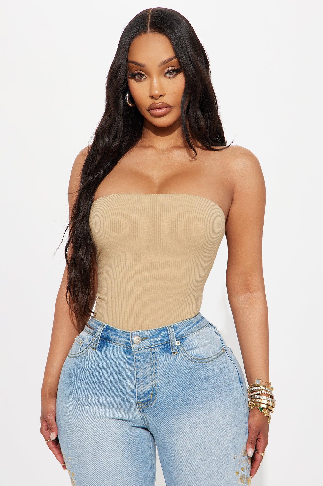 Demi Double Lined Tube Bodysuit - Nude Female Product Image