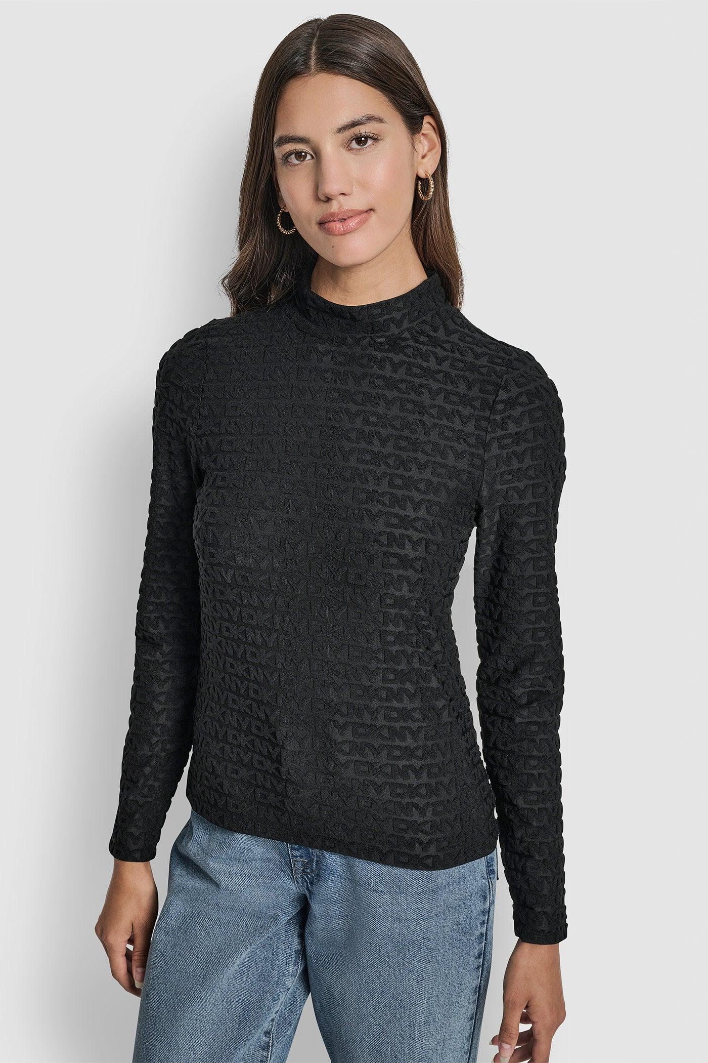 LOGO JACQUARD  LONG SLEEVE MOCK NECK TEE Product Image