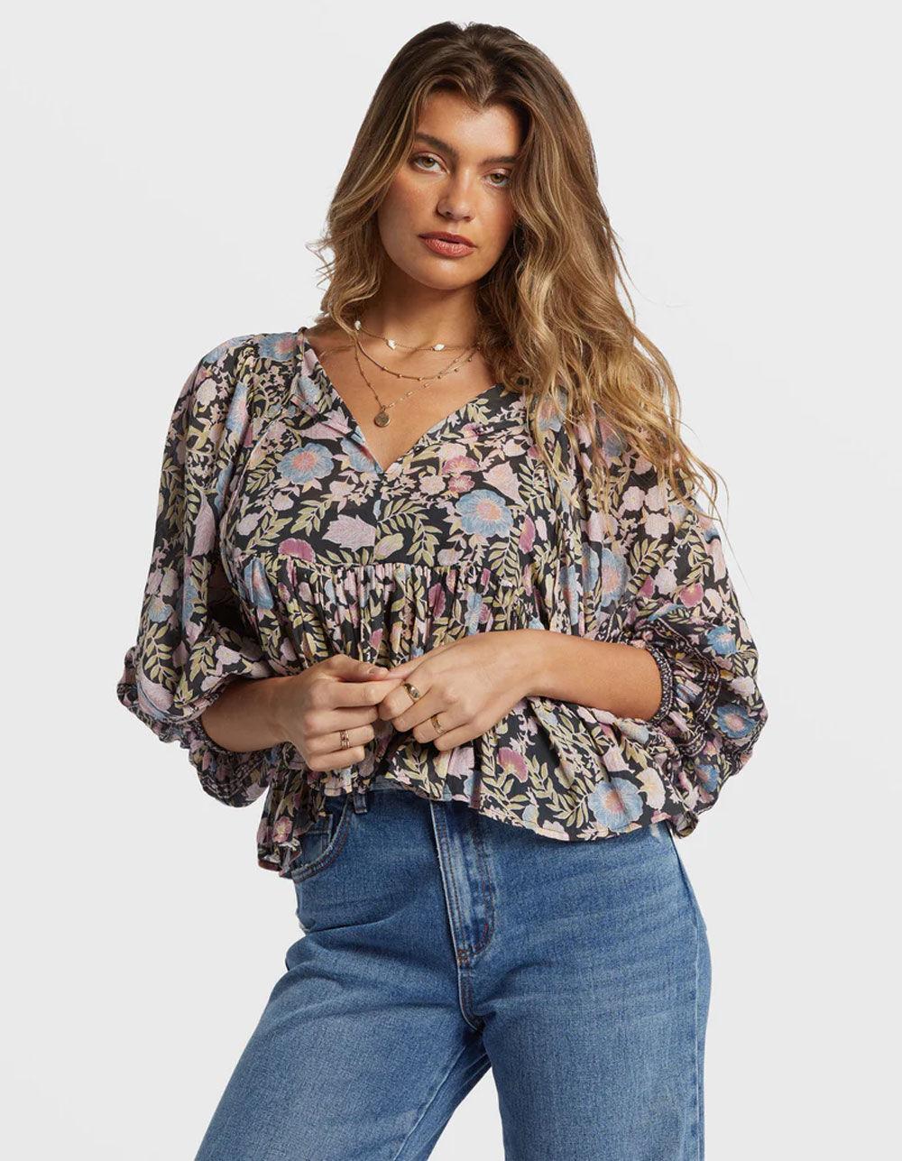 BILLABONG Adore You Womens Top - BLACK COMBO Product Image