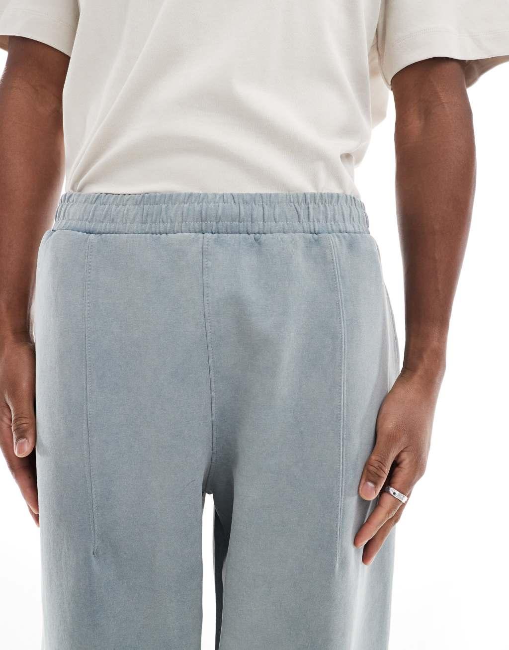 Pull&Bear washed wide leg sweatpants in gray Product Image