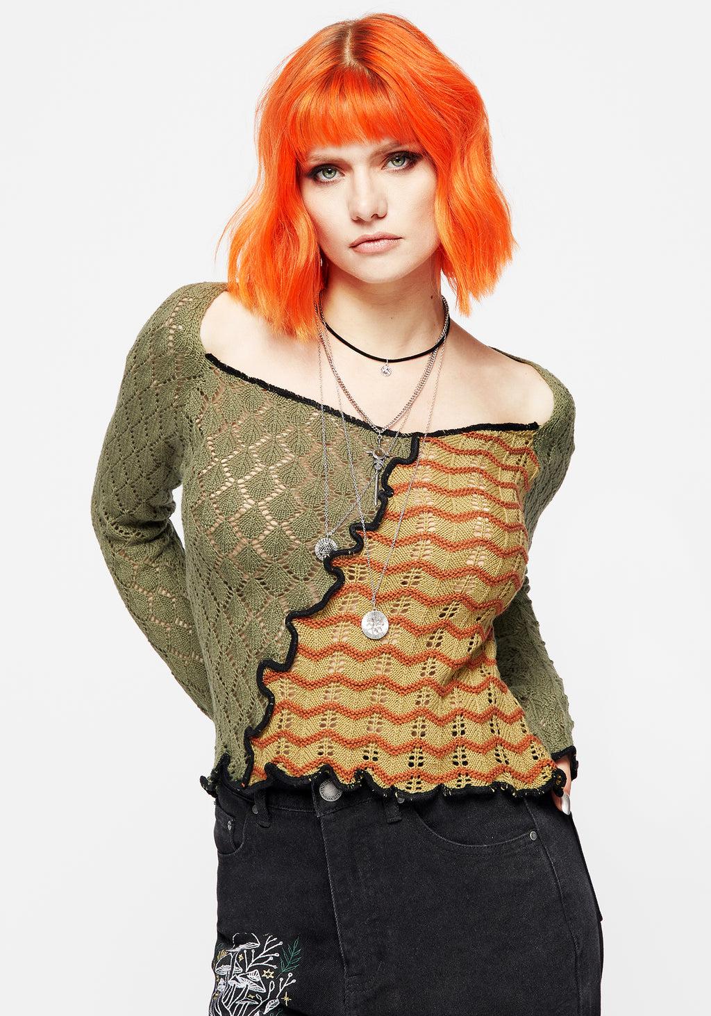 Mixed Feelings Patchwork Knit Top Product Image