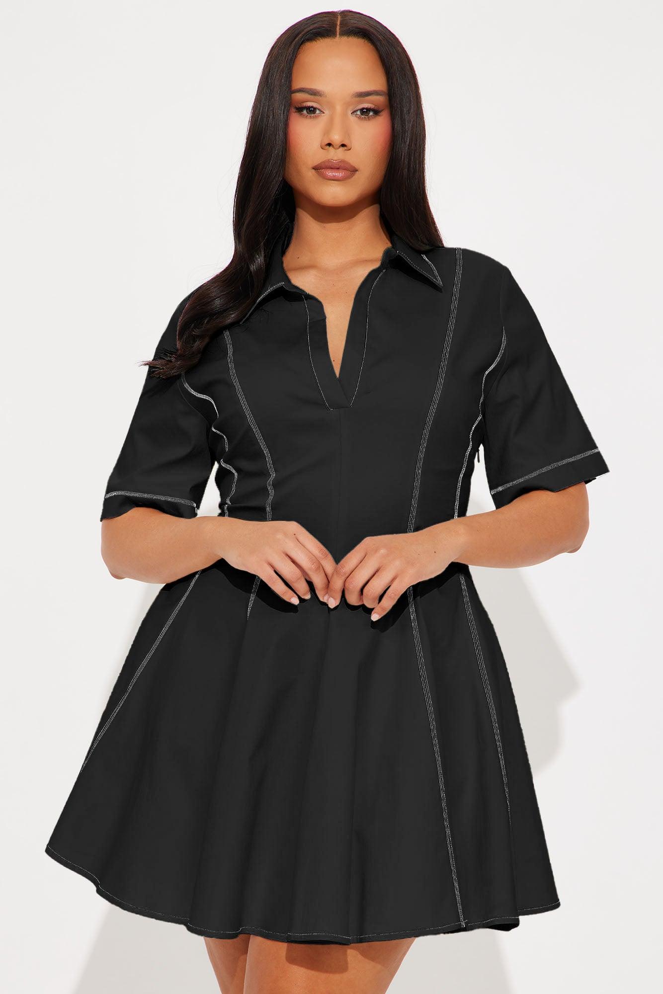 Prim Collared Mini Dress - Black Female Product Image