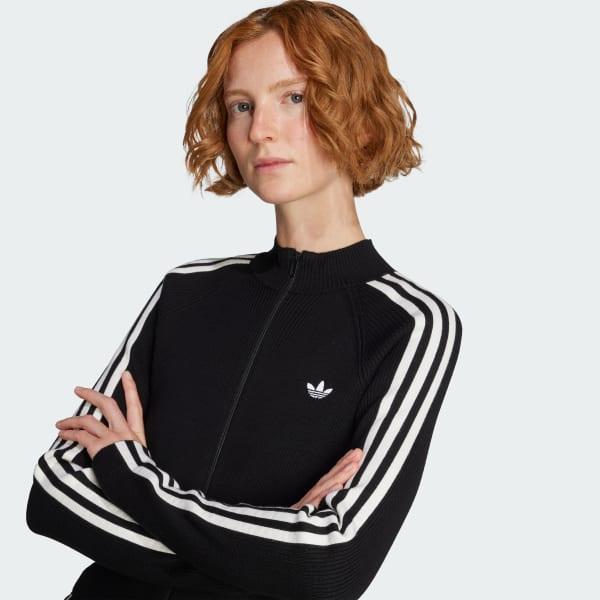adidas Adicolor 3-Stripes Slim Knit Track Top Black S Womens Product Image