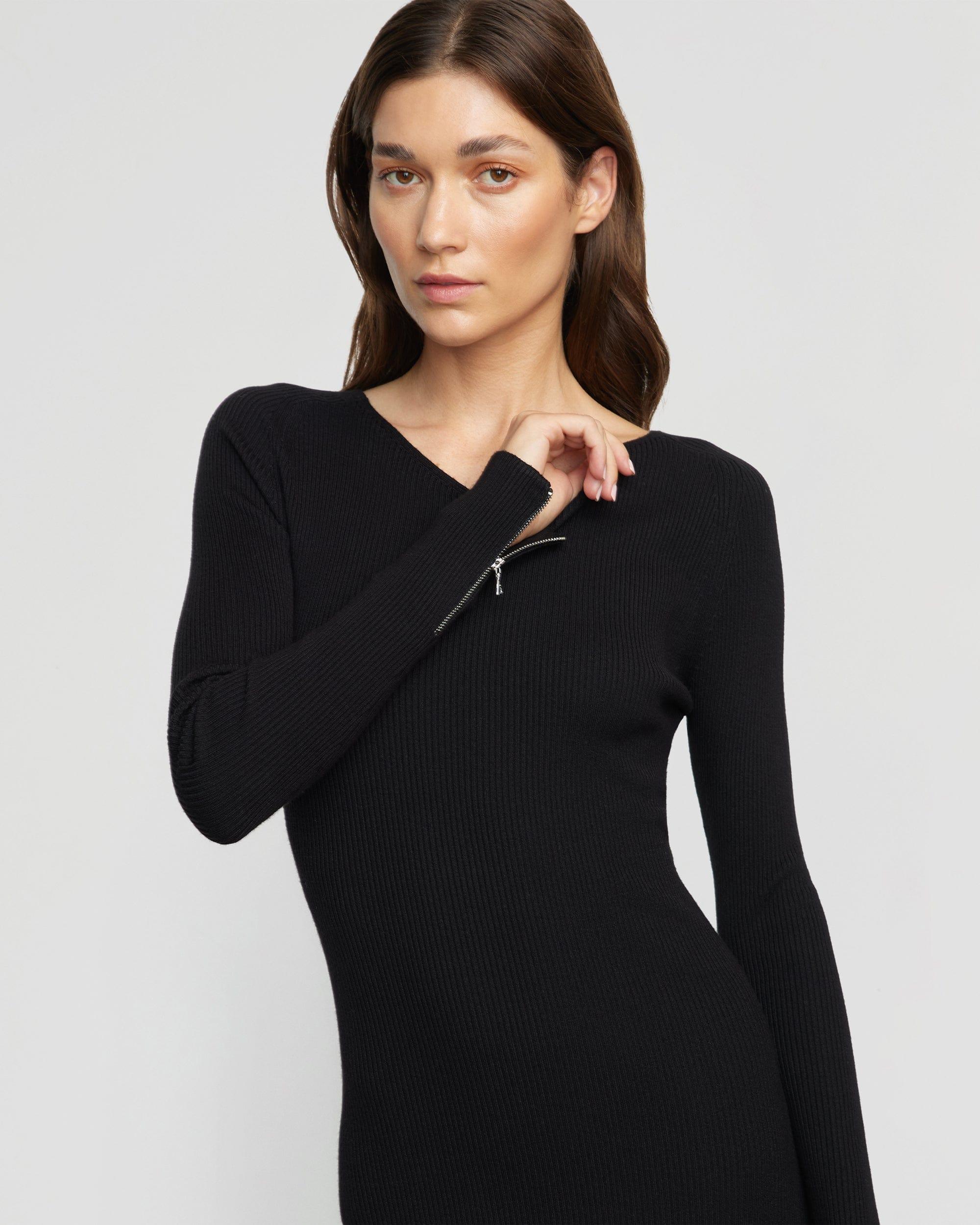Elizabeth Zipper-Sleeve Ribbed Dress Product Image