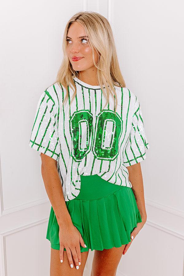 Spirit Squad Sequin Top in Green Product Image