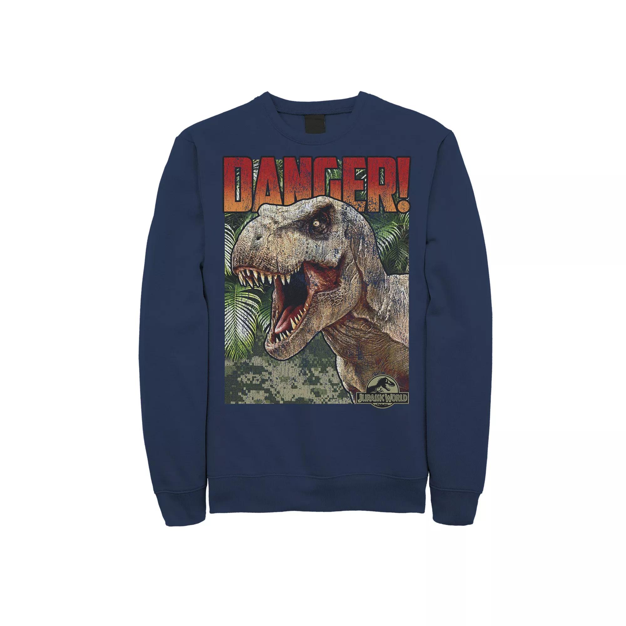 Men's Jurassic World Danger T-Rex Retro Poster Fleece Pullover,  Product Image
