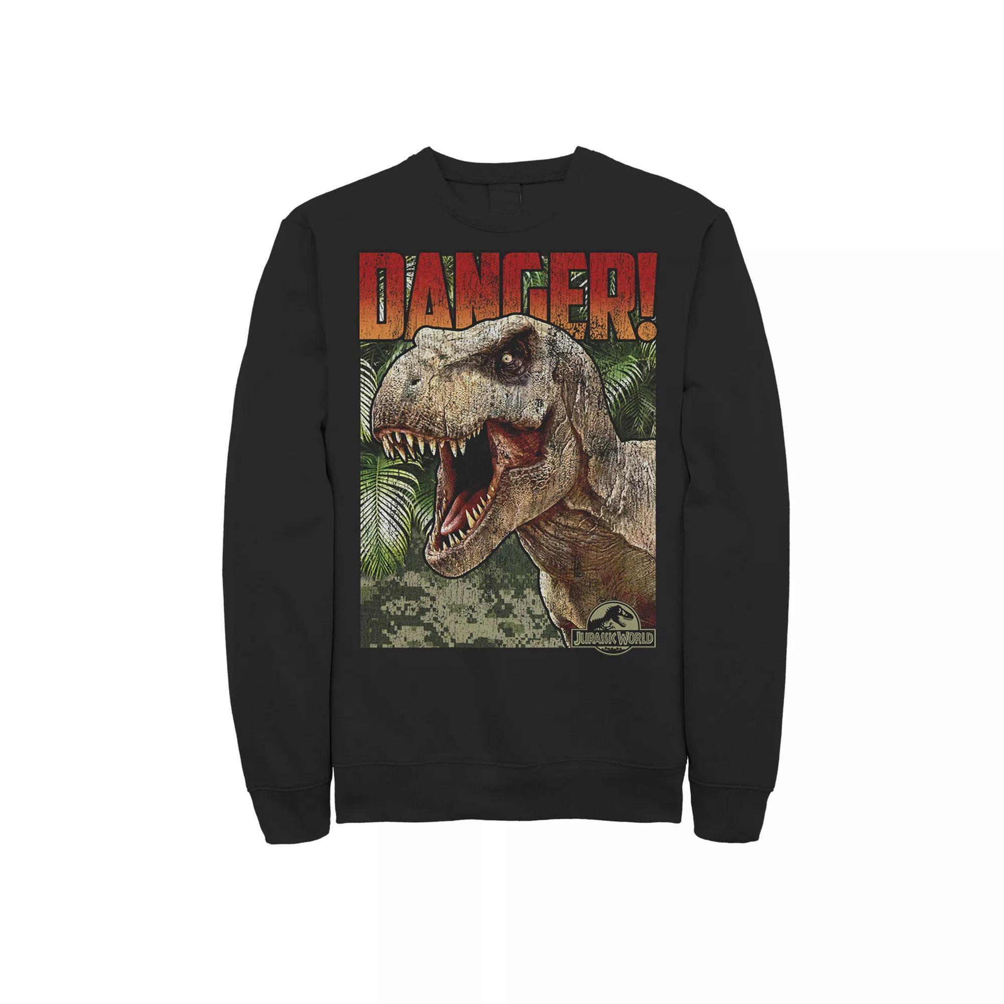 Men's Jurassic World Danger T-Rex Retro Poster Fleece Pullover,  Product Image