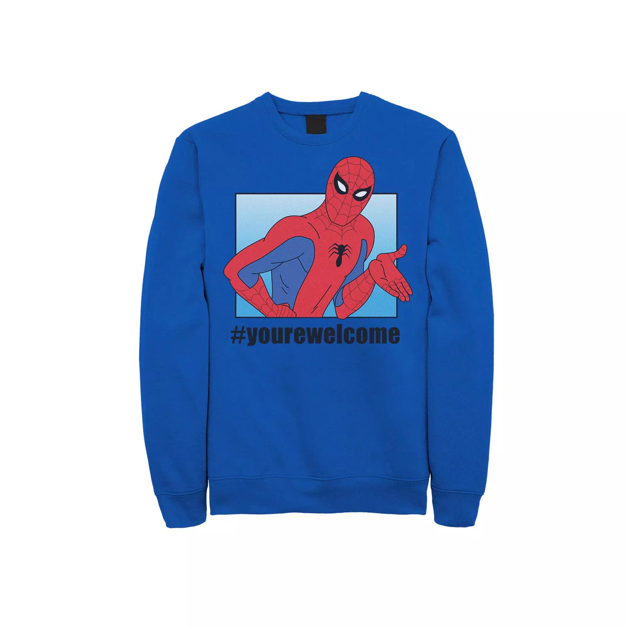 Men's Marvel Spider-Man #yourwelcome Vintage Panel Poster Graphic Fleece Pullover,  Product Image