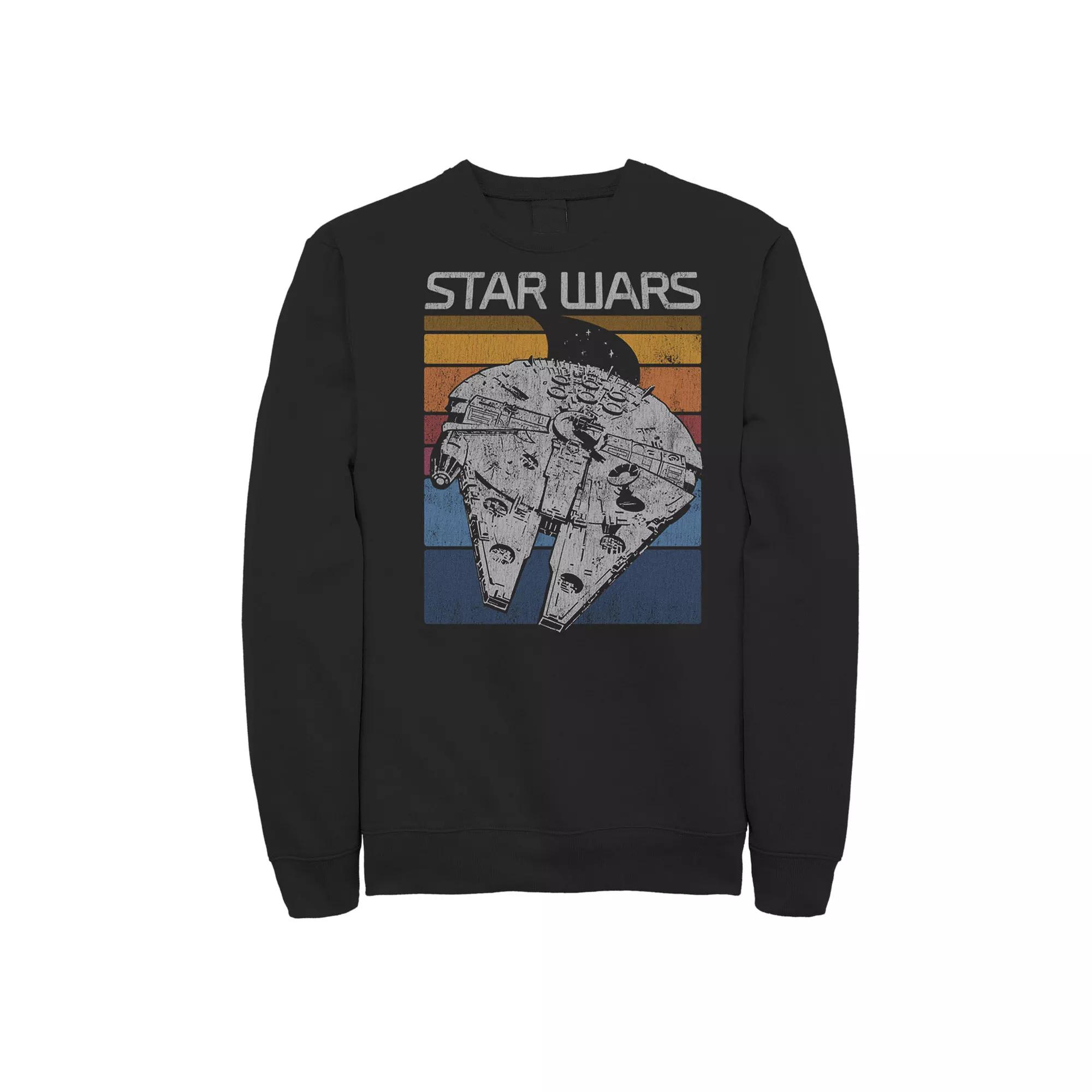 Men's Star Wars Millennium Falcon Retro Lines Poster Sweatshirt,  Product Image