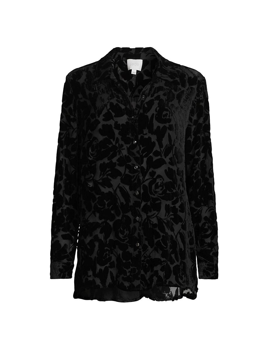 Womens Axelle Floral Velvet Burnout Shirt Product Image