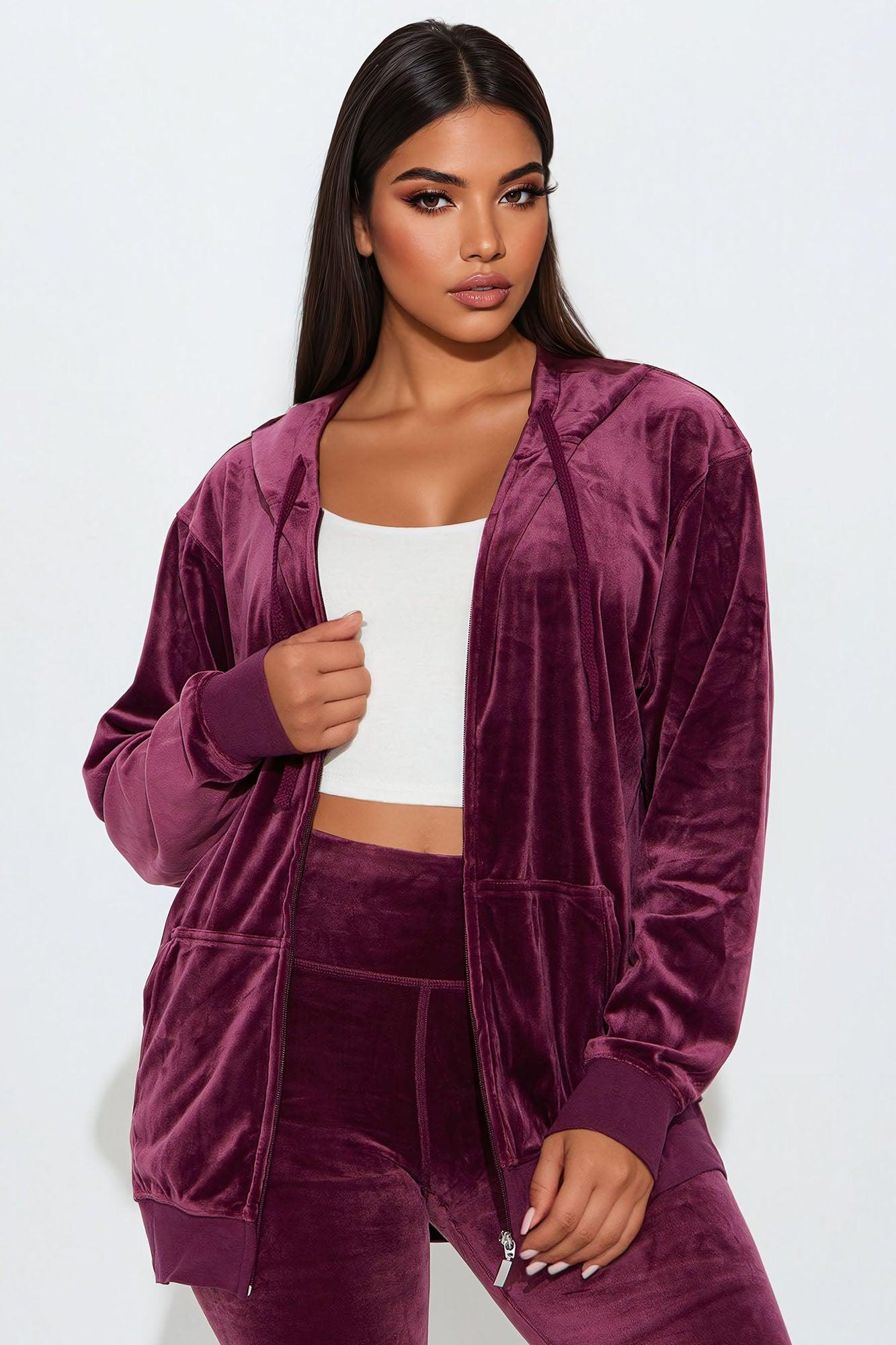 OG Friend Soft Velour Legging Set - Burgundy Product Image