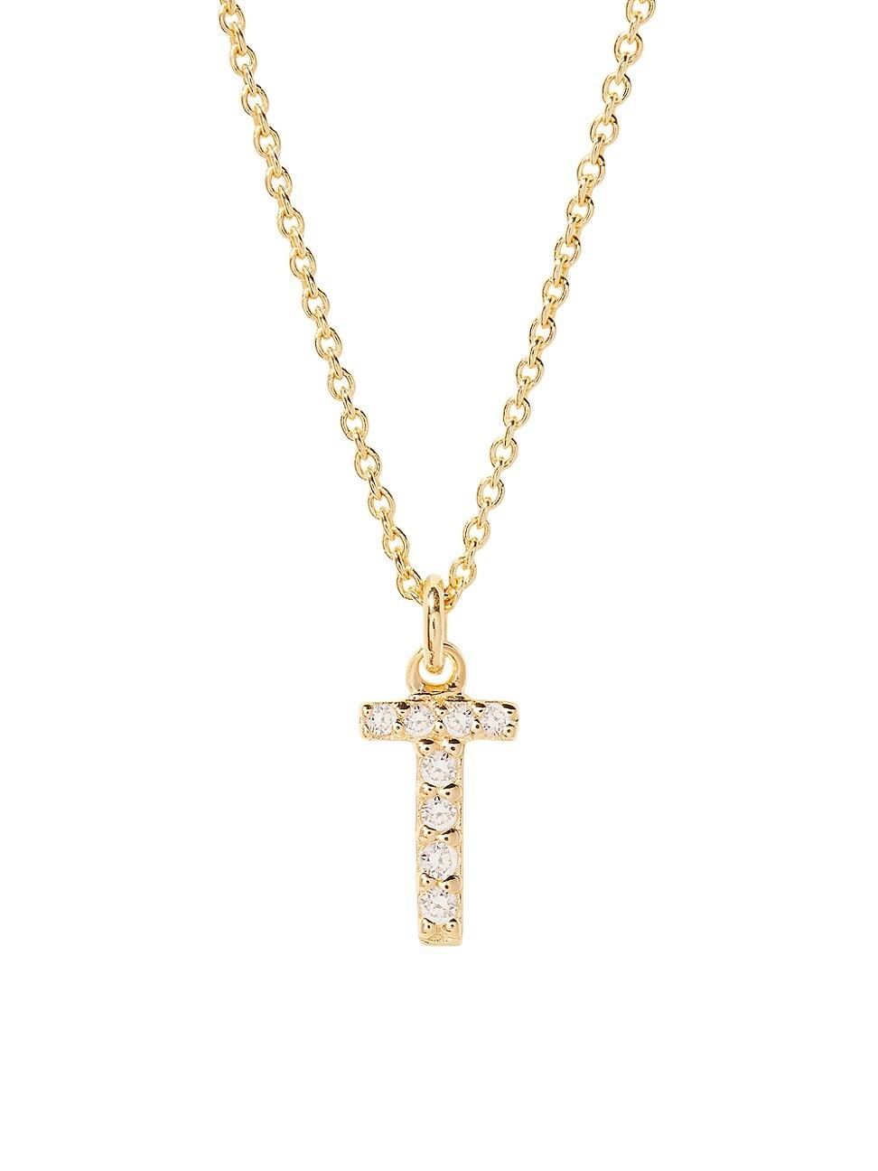 Womens Blaire 14K-Yellow-Gold Vermeil & 0.3-0.11 TCW Diamond Initial Pendant Necklace Product Image