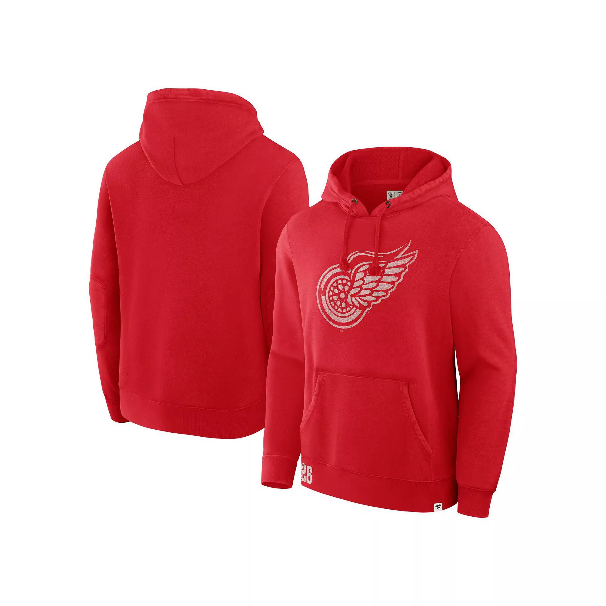 Men's Fanatics Red Detroit Red Wings Decades Collection Tradition Fleece Pullover Hoodie,  Product Image