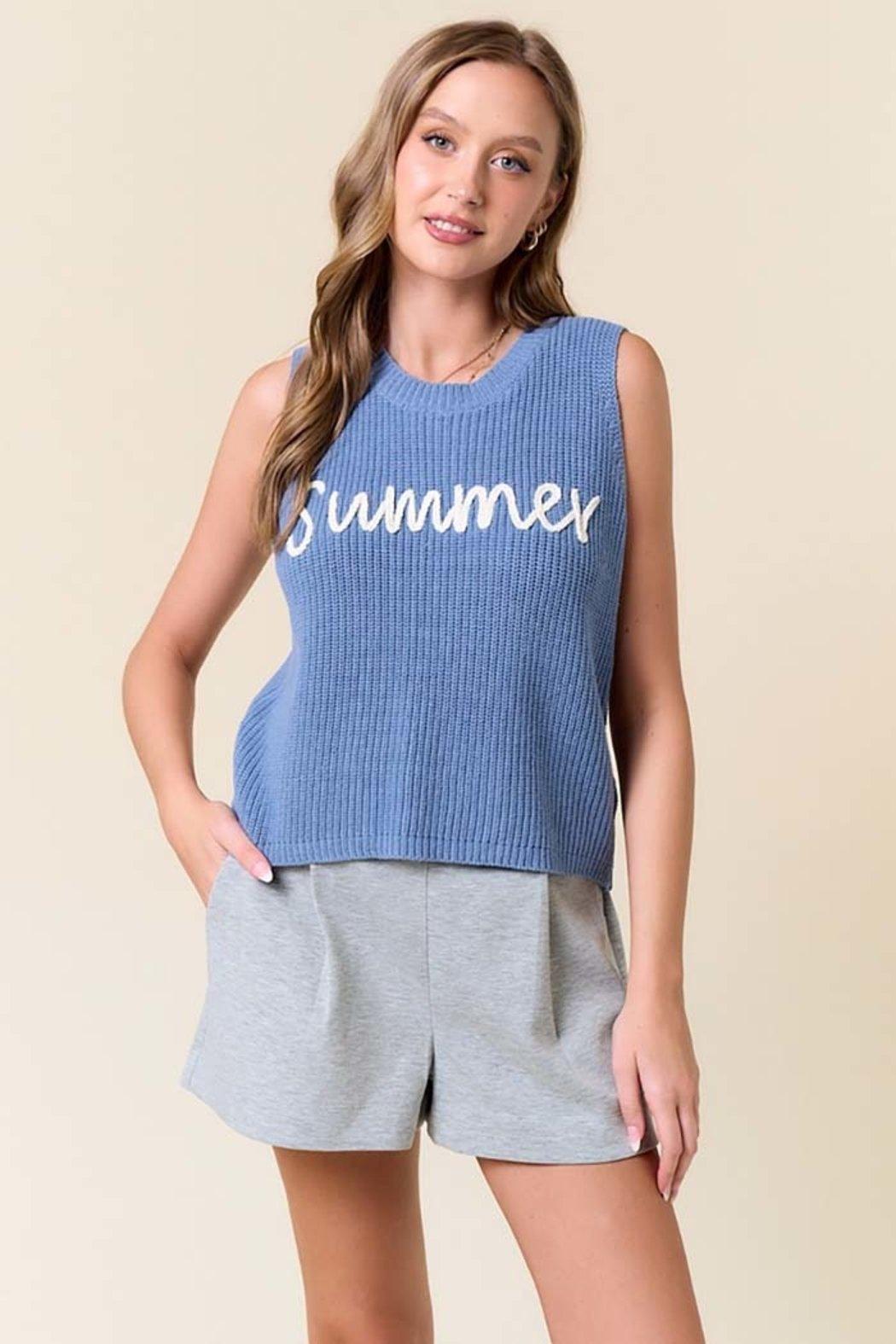 Round Neck Summer Sweater Tank Top Product Image