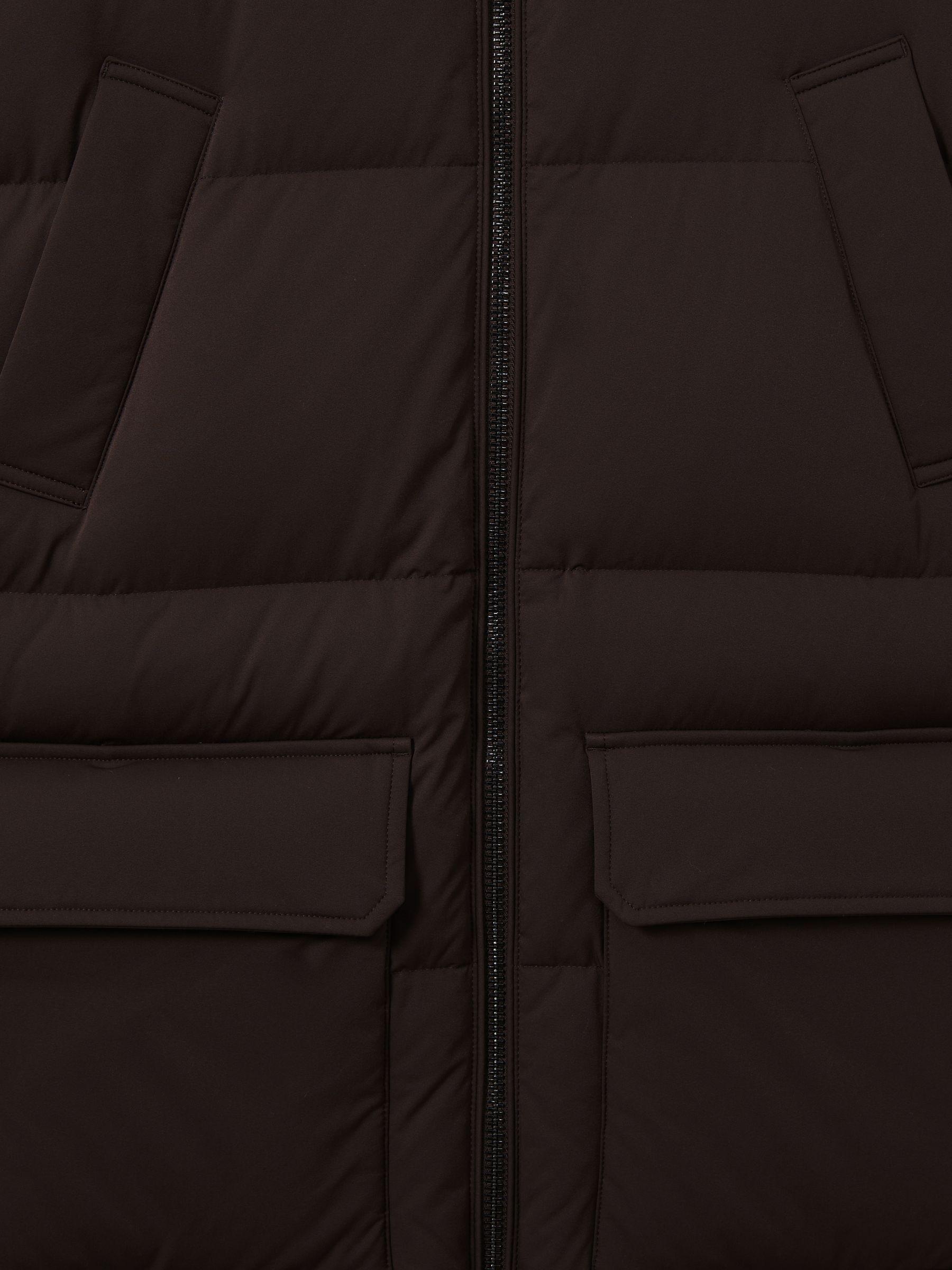 Quilted Hooded Puffer Coat in Brown Product Image