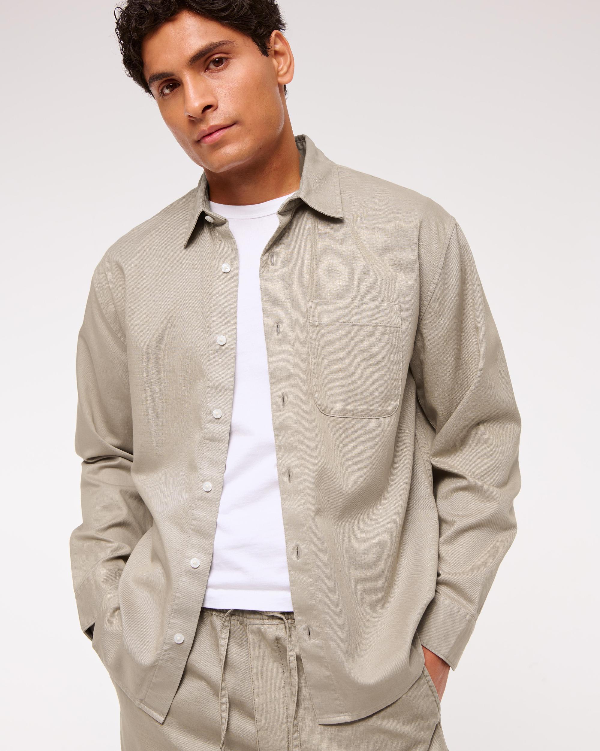 Long-Sleeve Garment Dye Button-Up Shirt Product Image