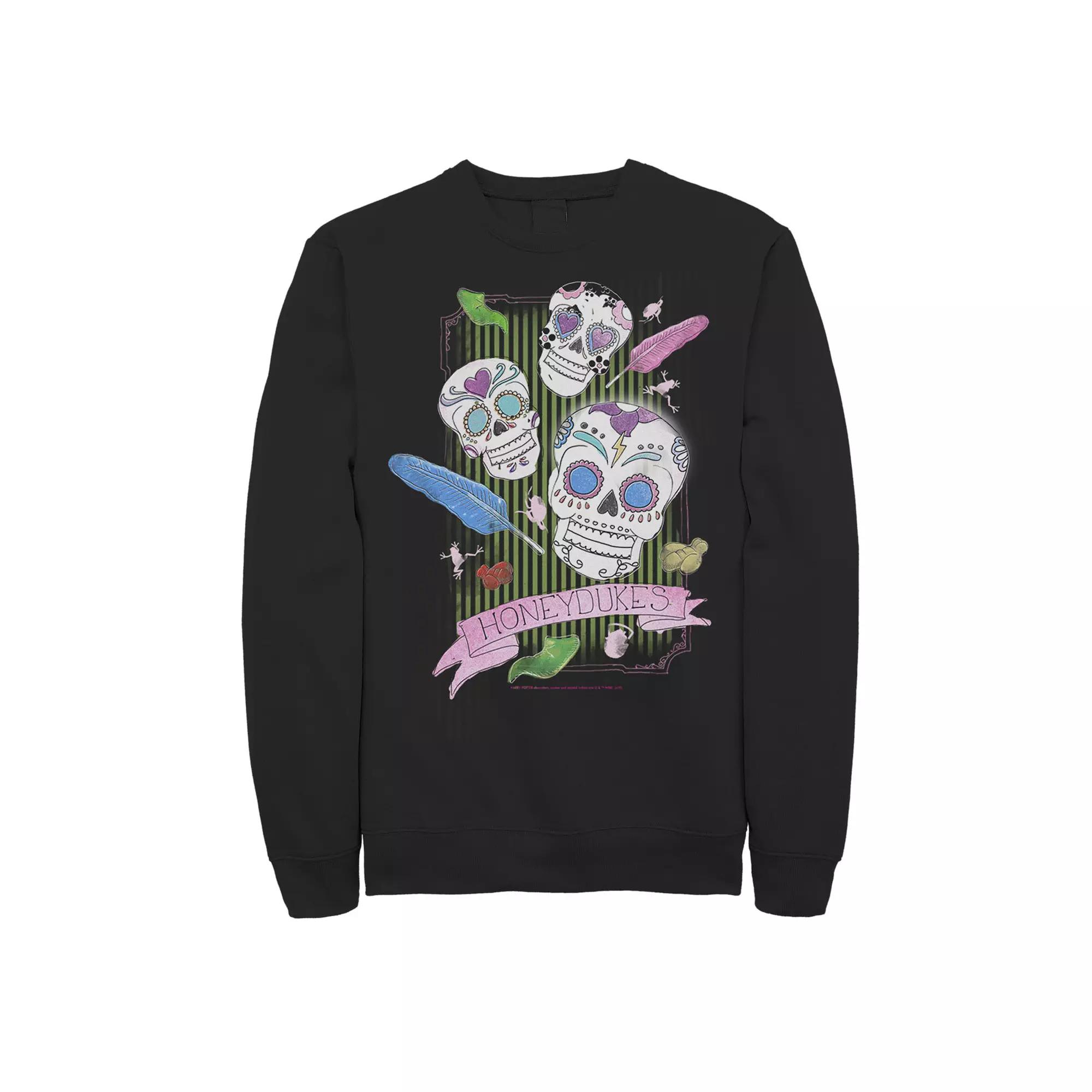 Men's Harry Potter Deathly Hallows 2 Candy Skulls Fleece Pullover,  Product Image