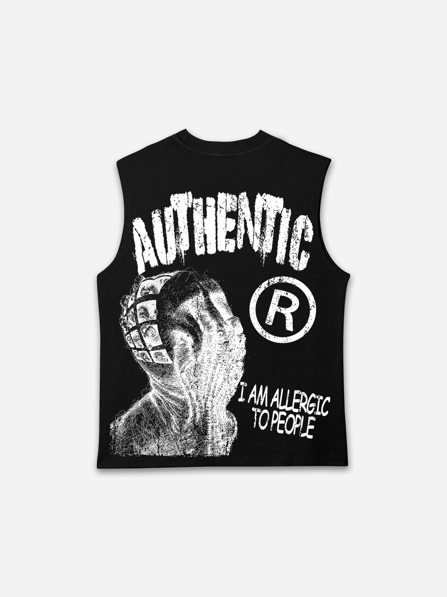 Vintage I Am Allergic To People Graphic Sleeveless Shirts Tank Top Product Image