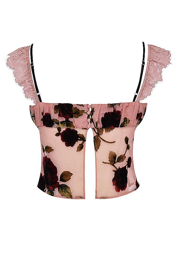 Graciela  dusty pink devore top - sale Product Image