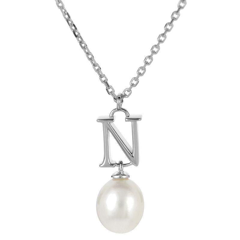 PearLustre by Imperial Sterling Silver Freshwater Cultured Pearl Initial Pendant Necklace, Women's,  Product Image