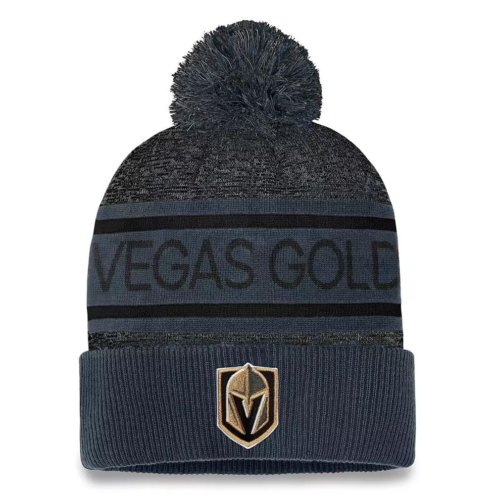 Men's Fanatics Branded Gray Vegas Golden Knights Authentic Pro Cuffed Knit Hat with Pom, Lvk Black Product Image