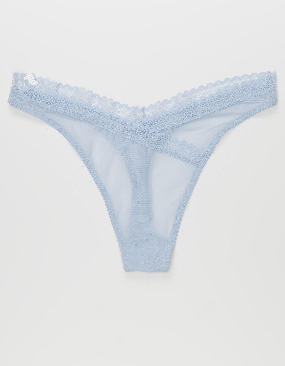 FULL TILT Crossover Waist Mesh Thong - BLUE Product Image