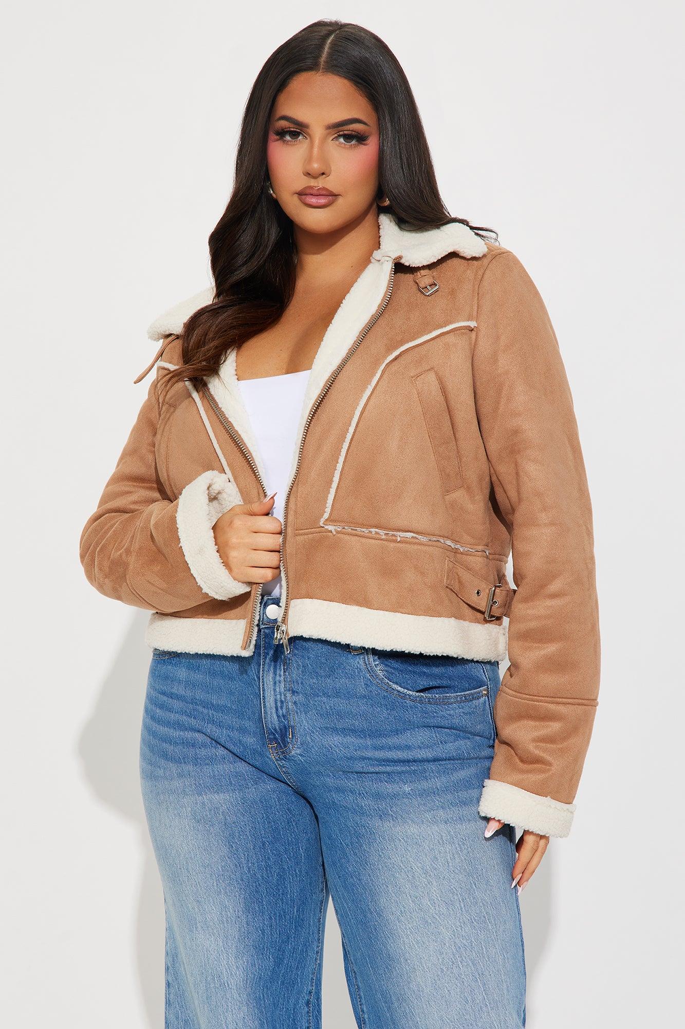 Look My Way Shearling Jacket - Khaki Female Product Image